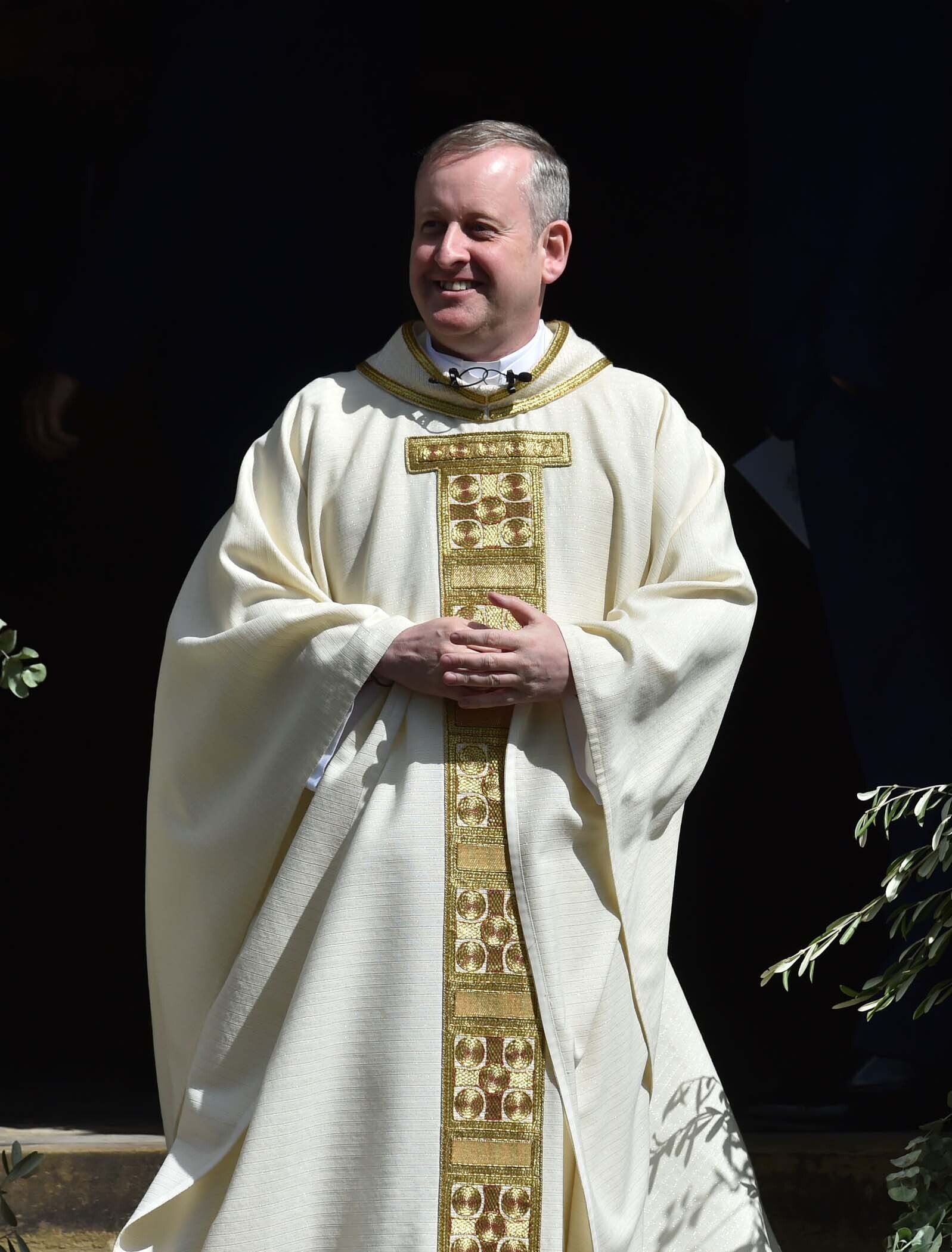 Father Dermott Donnelly, the Catholic priest brother of ITV star Declan Donnelly, who died aged 55, pictured at Dec’s wedding in 2015 (Owen Humphreys/PA)