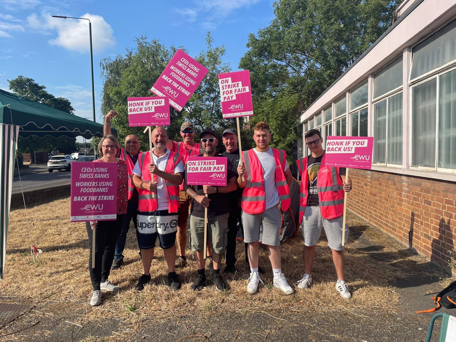 CWU members striking in Crayford, southeast London