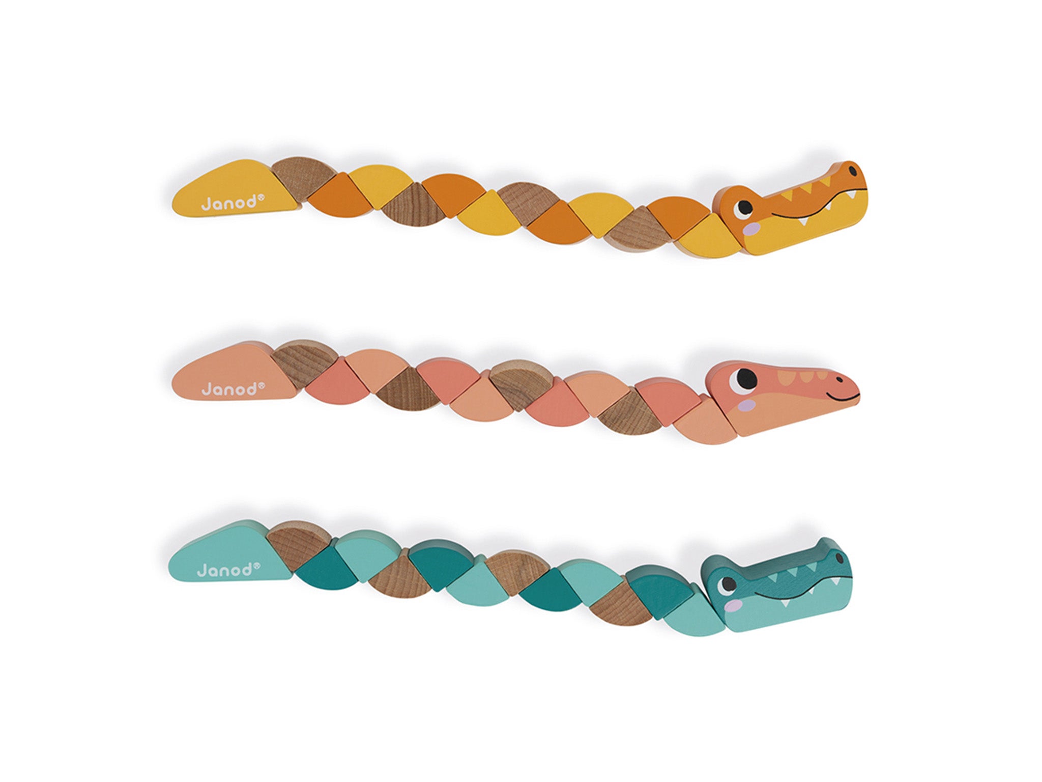 Janod pocket articulated snake and crocodile fidget toy