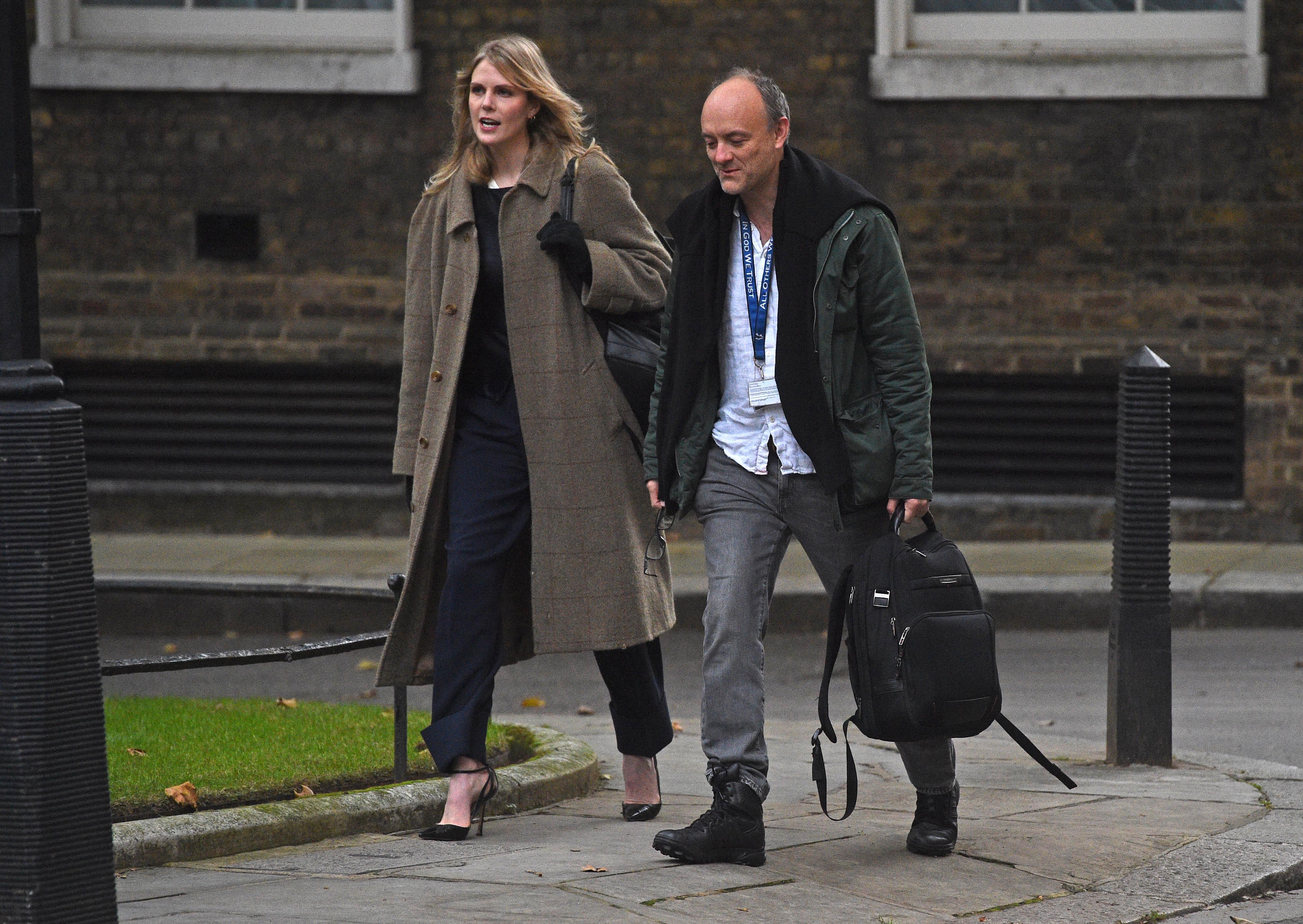 Former senior Downing Street aides Cleo Watson and Dominic Cummings in October 2020 (Kirsty O’Connor/PA)