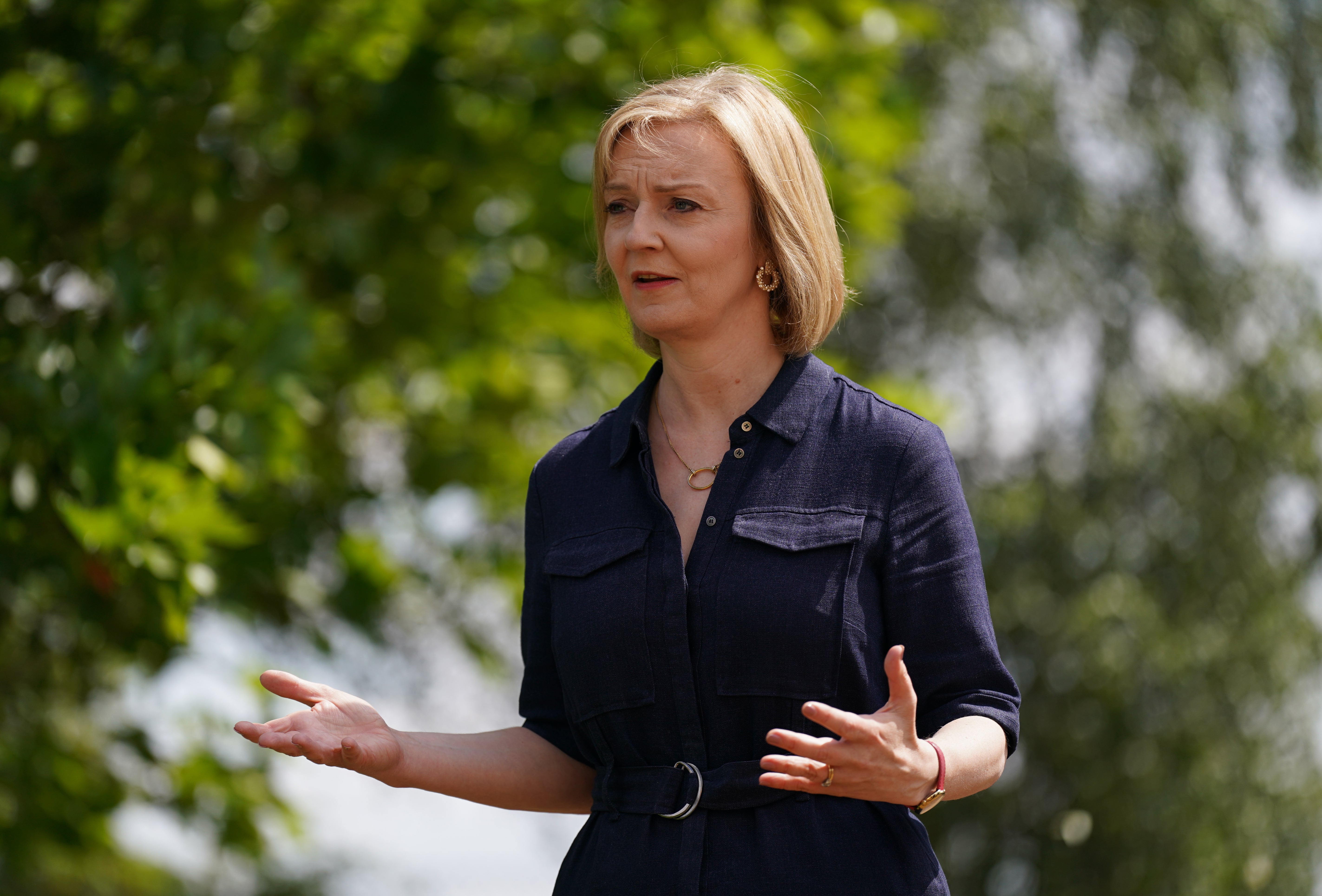 Liz Truss speaking at an event at Breckland Council in Dereham, Norfolk (Joe Giddens/PA)