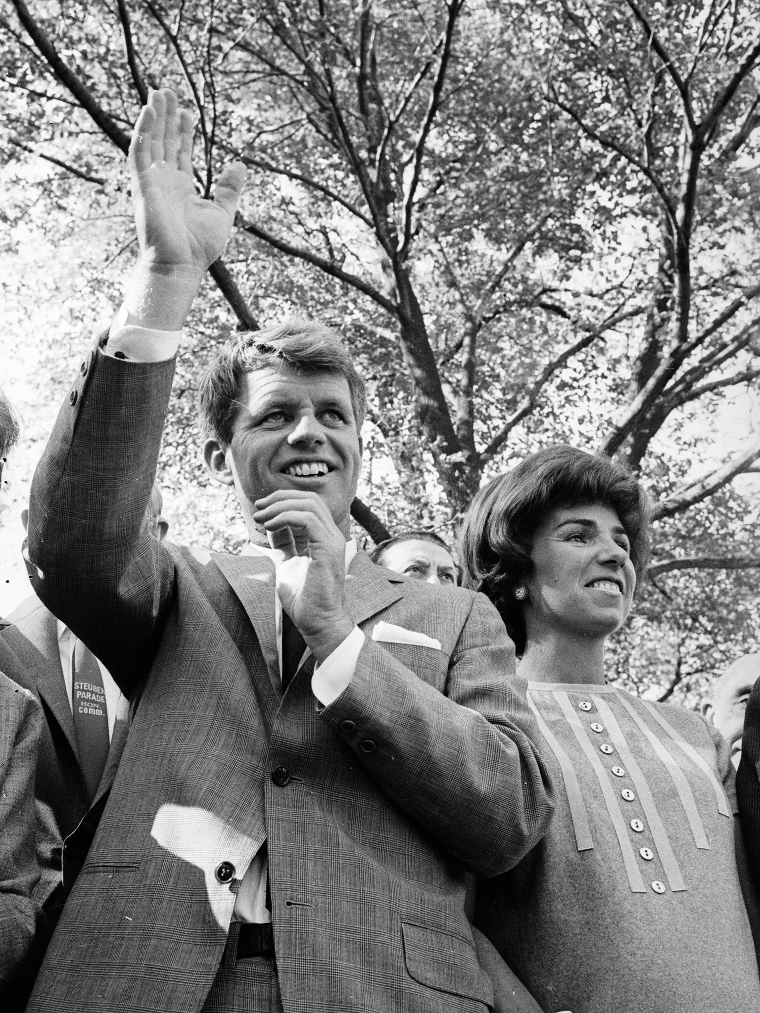 Ethel Kennedy seen with Robert Kennedy at the German-American Day parade in New York in 1964