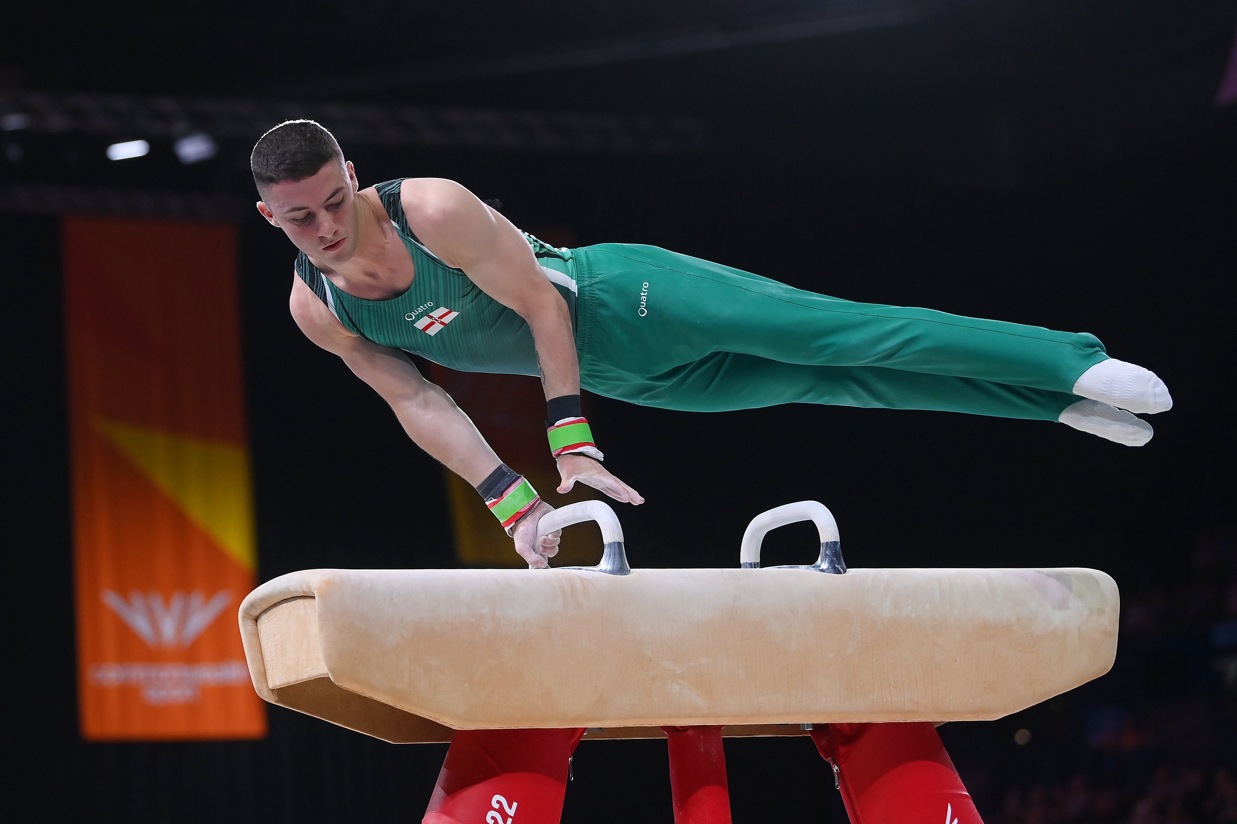 Rhys McClenaghan of Team Northern Ireland competes on the pommel horse