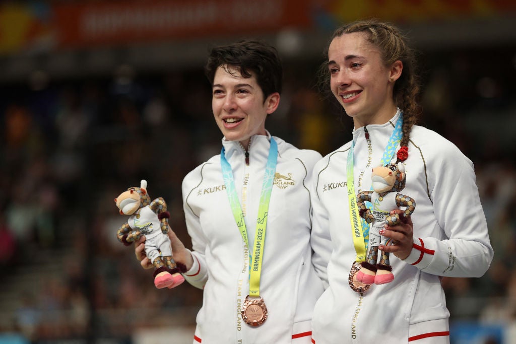 Unwin and pilot Georgia Holt borrowed medals for the podium