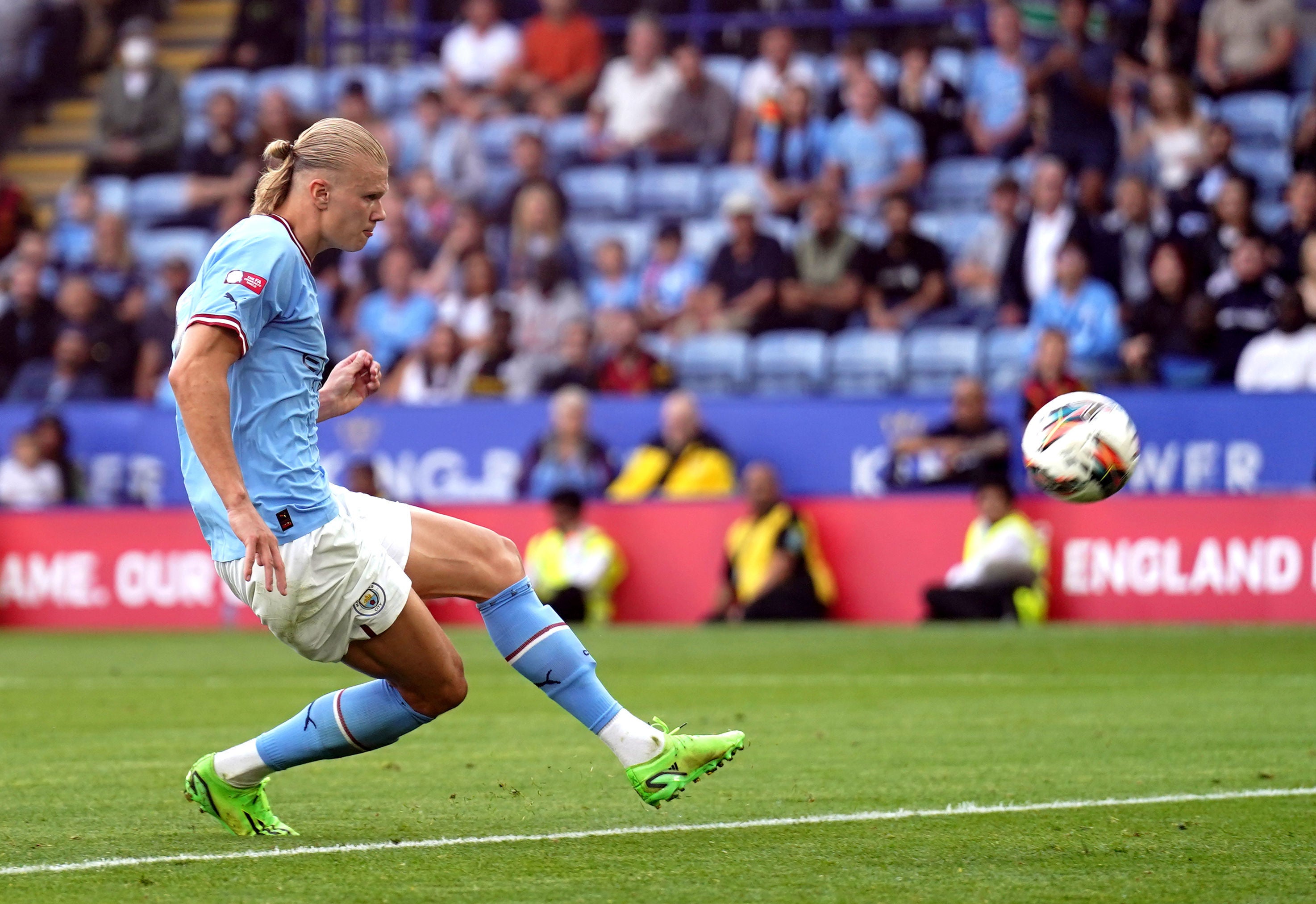 Erling Haaland missed a gilt-edged opportunity on his Man City debut