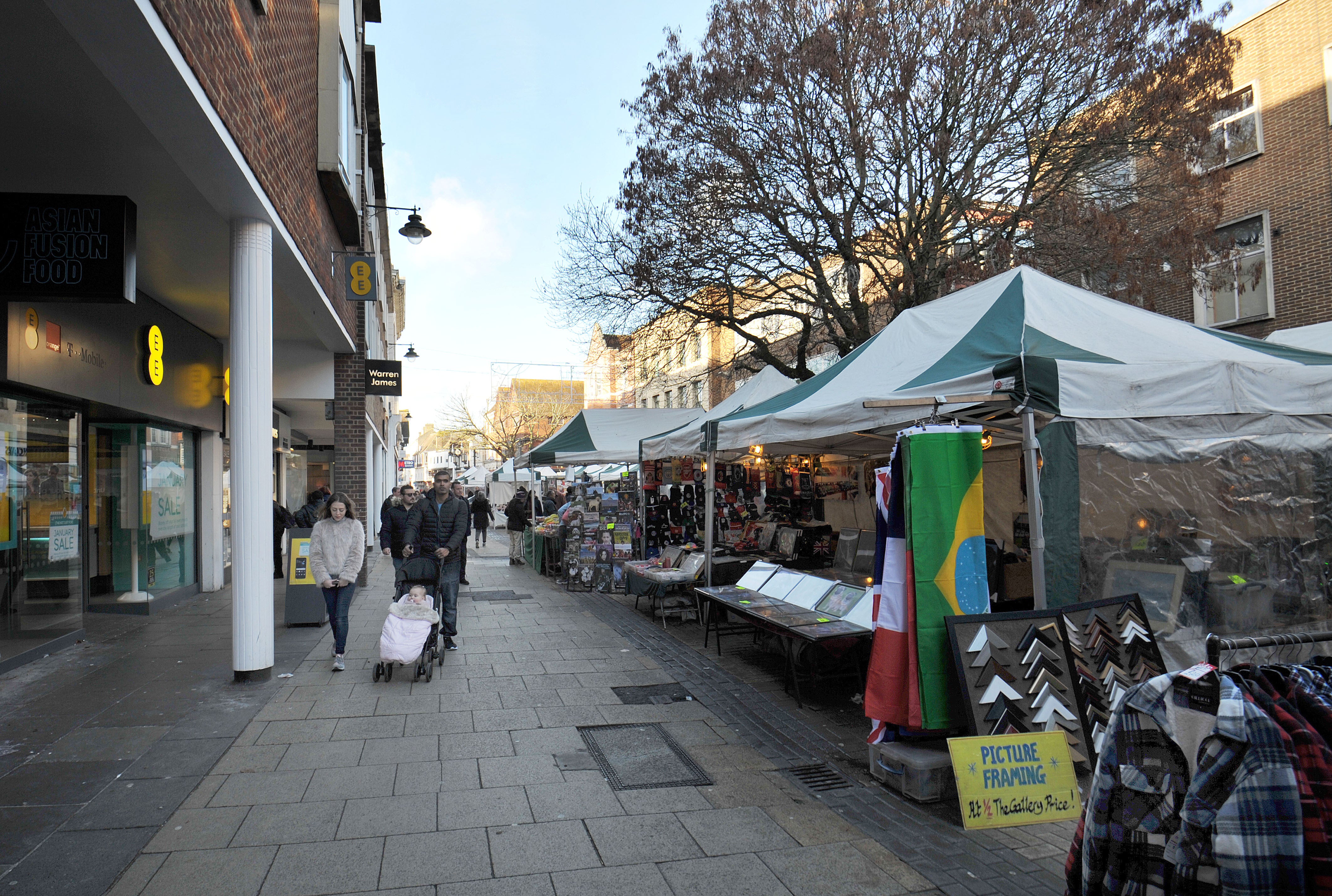 Market stalls in St George’s Street in Canterbury, Kent (Nick Ansell/PA)