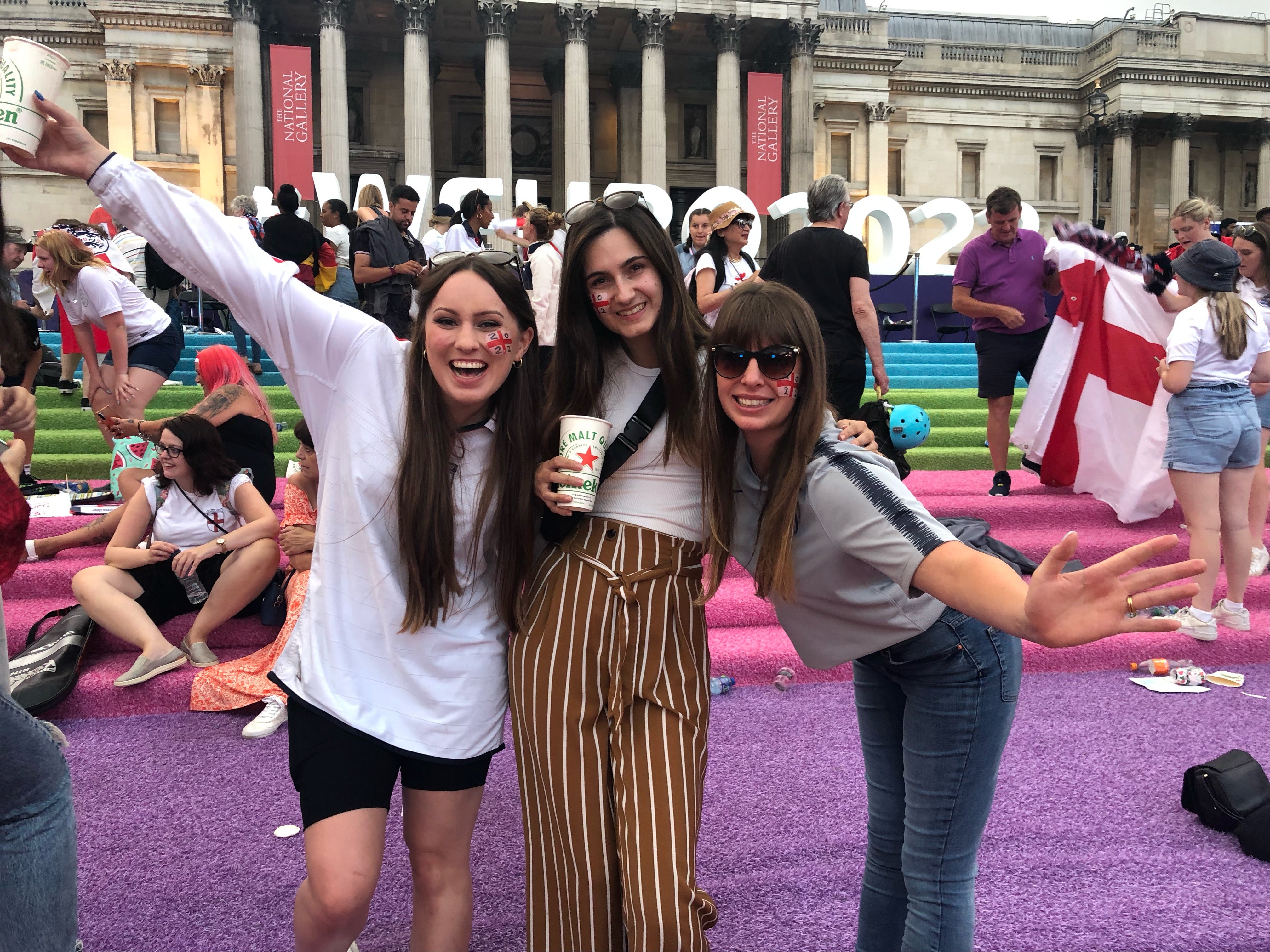 Grace Power (left) and friends celebrate England’s victory