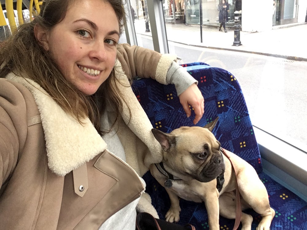 Kirsty Hunt, 36, on the bus with Harper travelling between one rental flat to the next (Collect/PA Real Life)