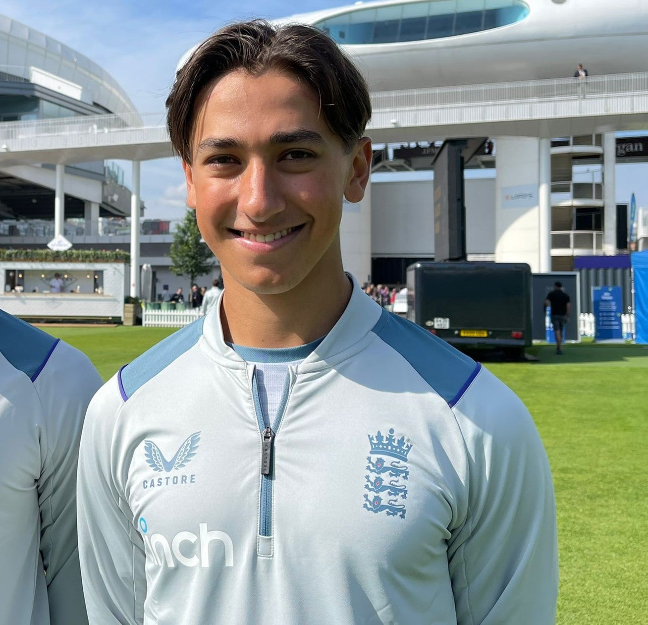 Robin Das got to put on Test whites for England in June when he was 12th man for the first Test against New Zealand at Lord’s (ECB/Handout)