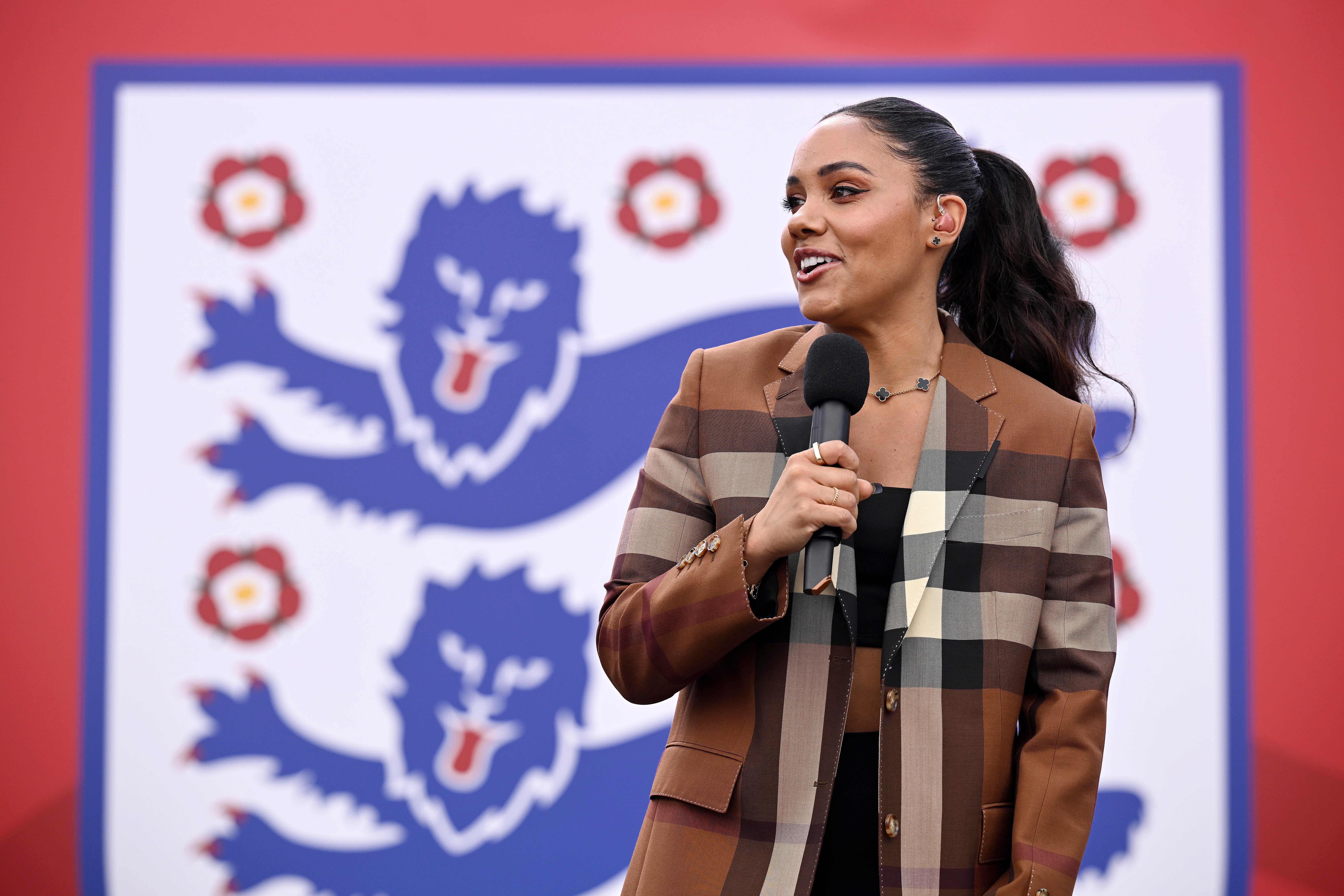 Alex Scott addresses fans at Trafalgar Square