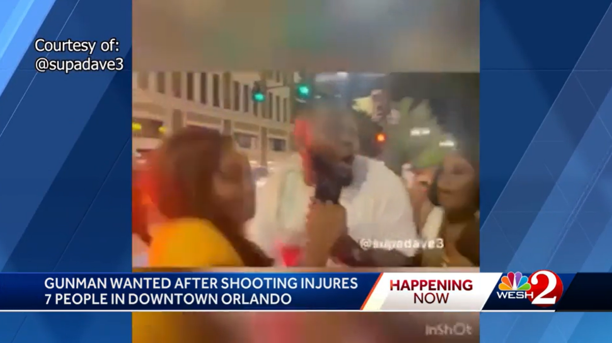 Video footage shared on social media shows witnesses reacting to the rounds of gunfire being sent into a busy crowd early in the morning on Sunday in downtown Orlando