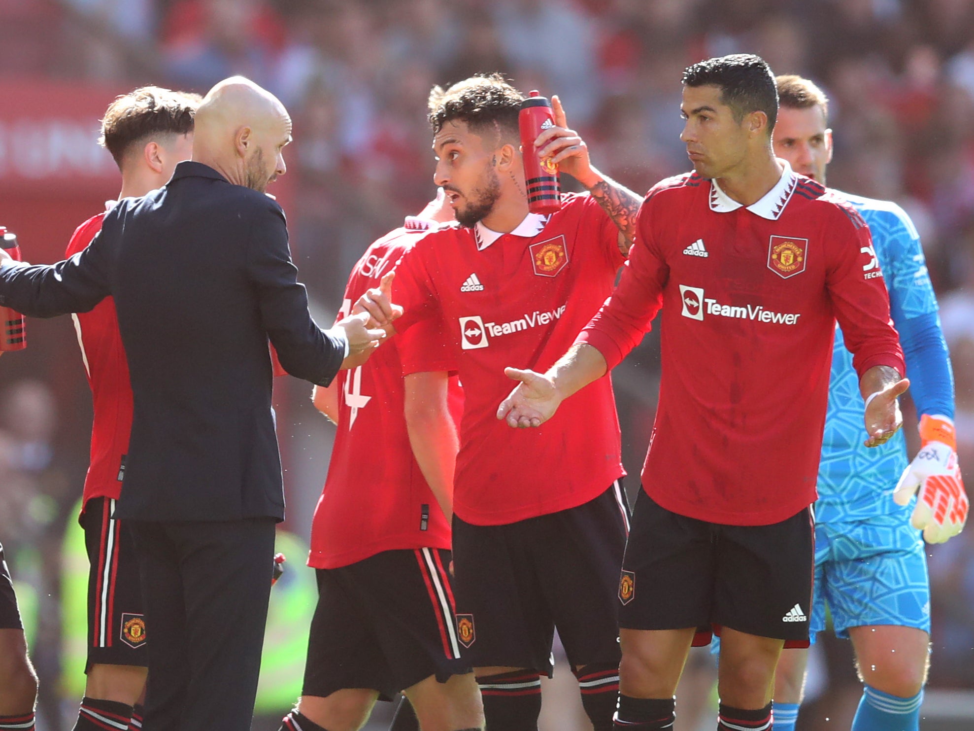 Manchester United manager Erik ten Hag and Cristiano Ronaldo