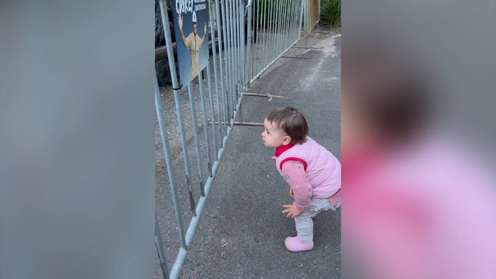 Bindi Irwin’s daughter waves at photo of ‘Grandpa Crocodile’ Steve Irwin