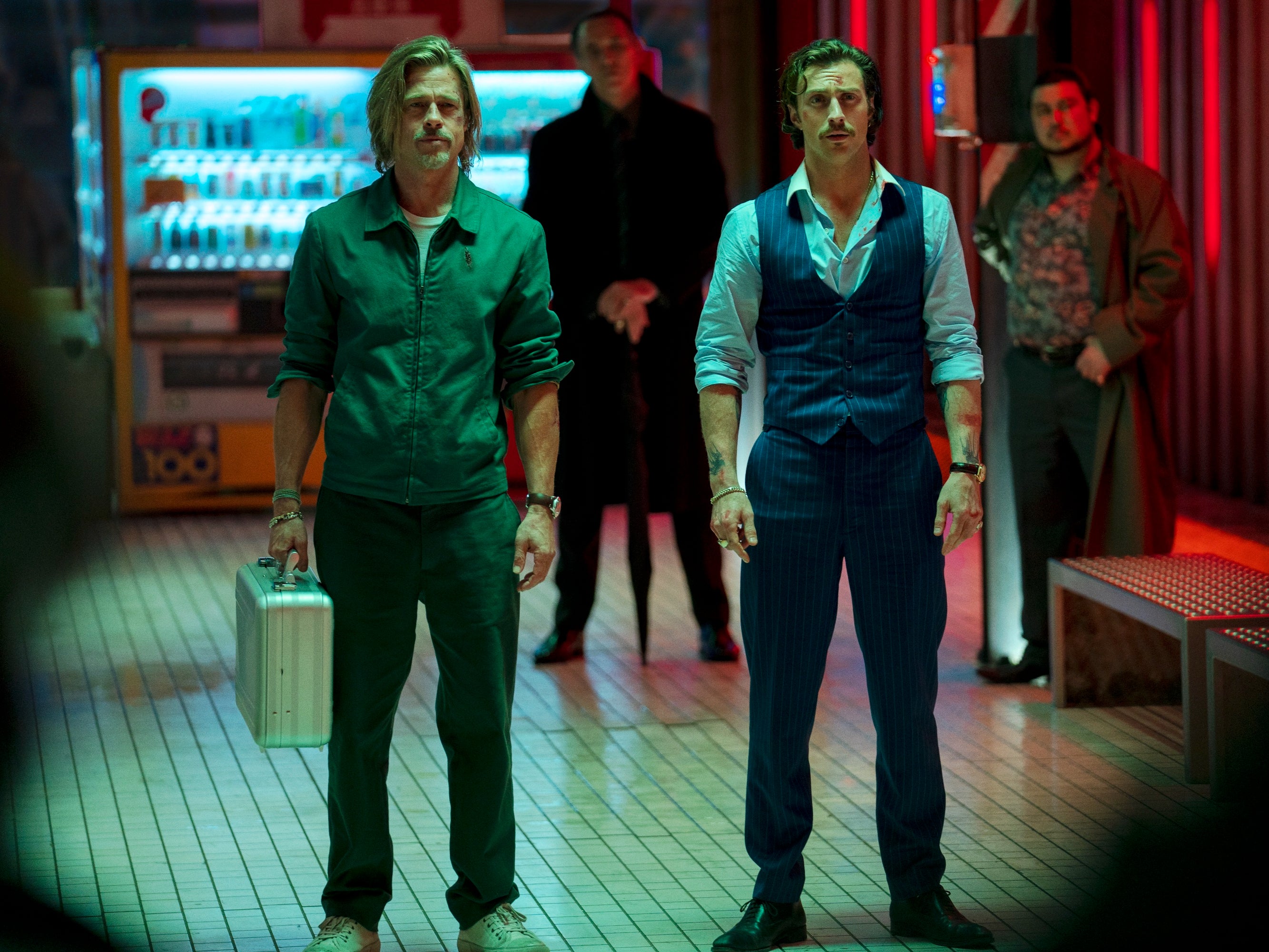 Brad Pitt and Aaron Taylor-Johnson in ‘Bullet Train’