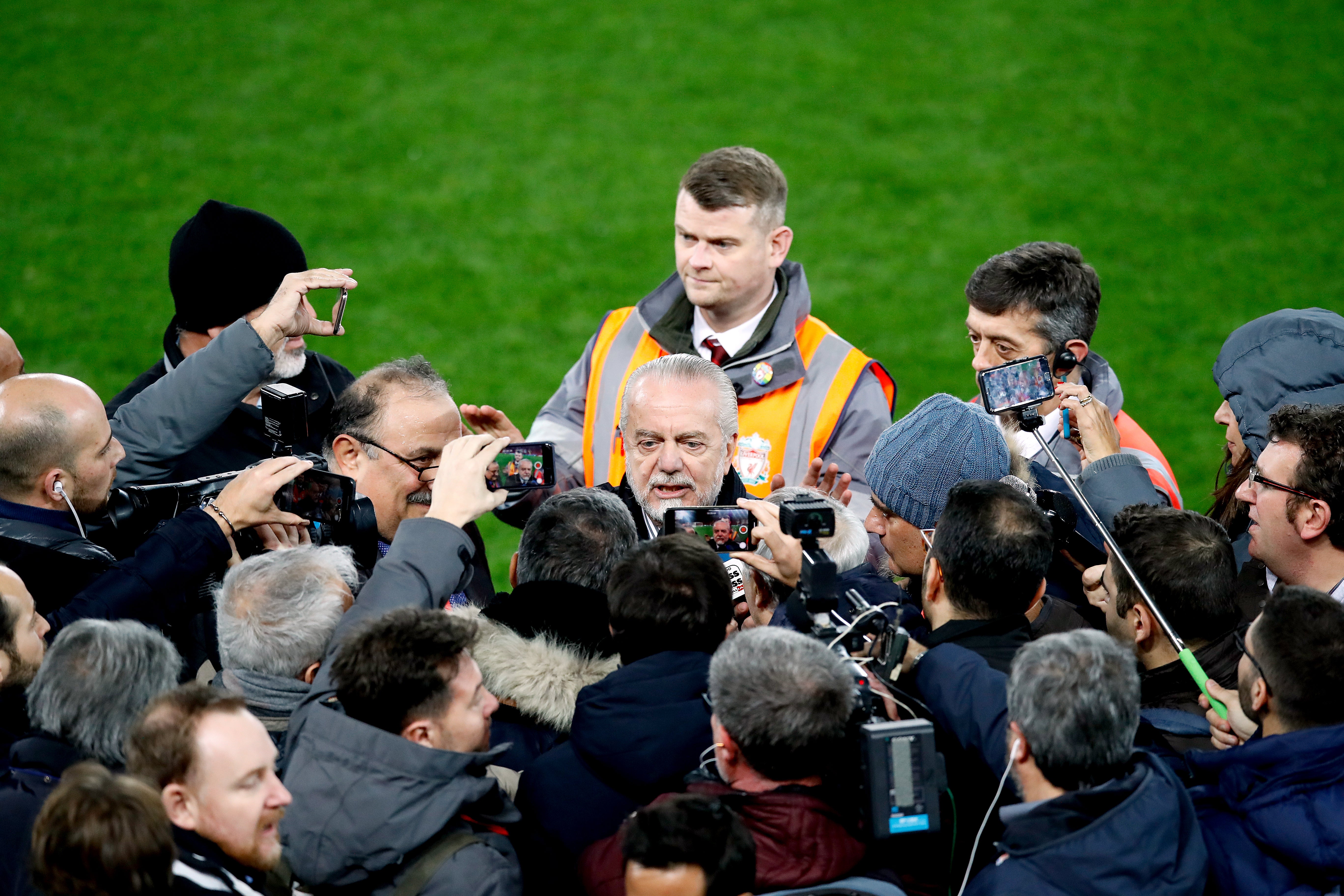 Aurelio De Laurentiis, centre, has been outspoken on his views on the availability of African national team players (Martin Rickett/PA)