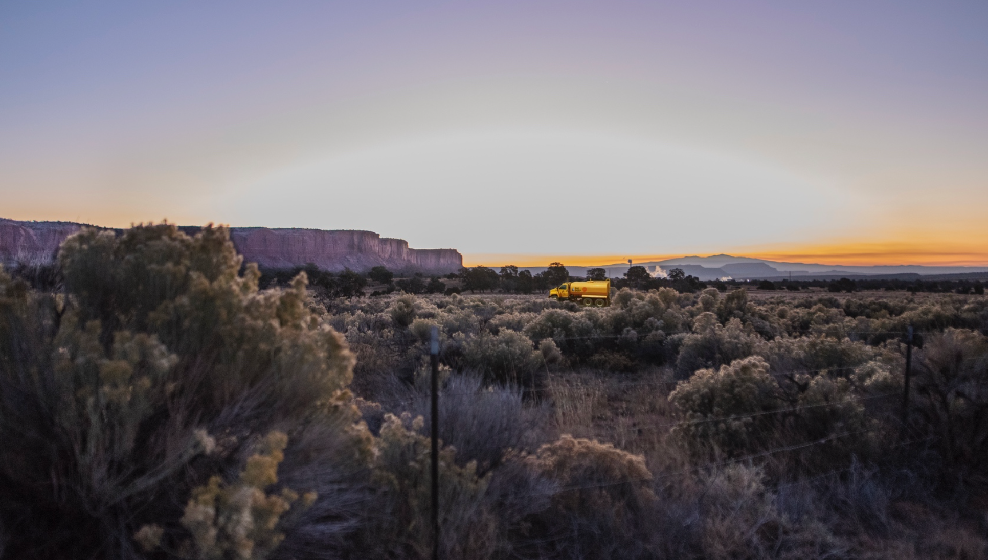 A DigDeep water truck delivering freshwater in the Navajo Nation