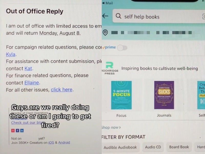 Woman attaches link to self-help books in out-of-office email reply