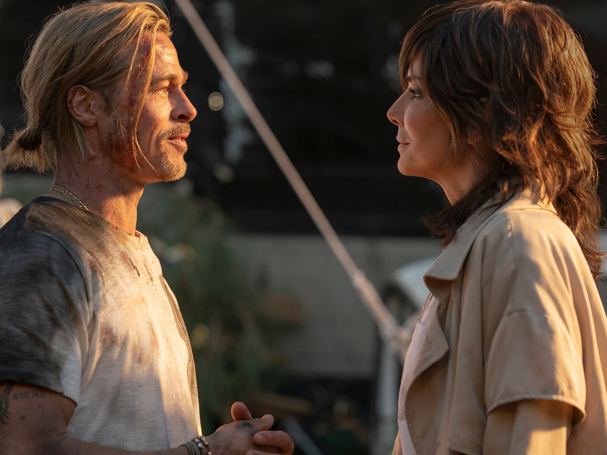 Brad Pitt and Sandra Bullock in ‘Bullet Train’