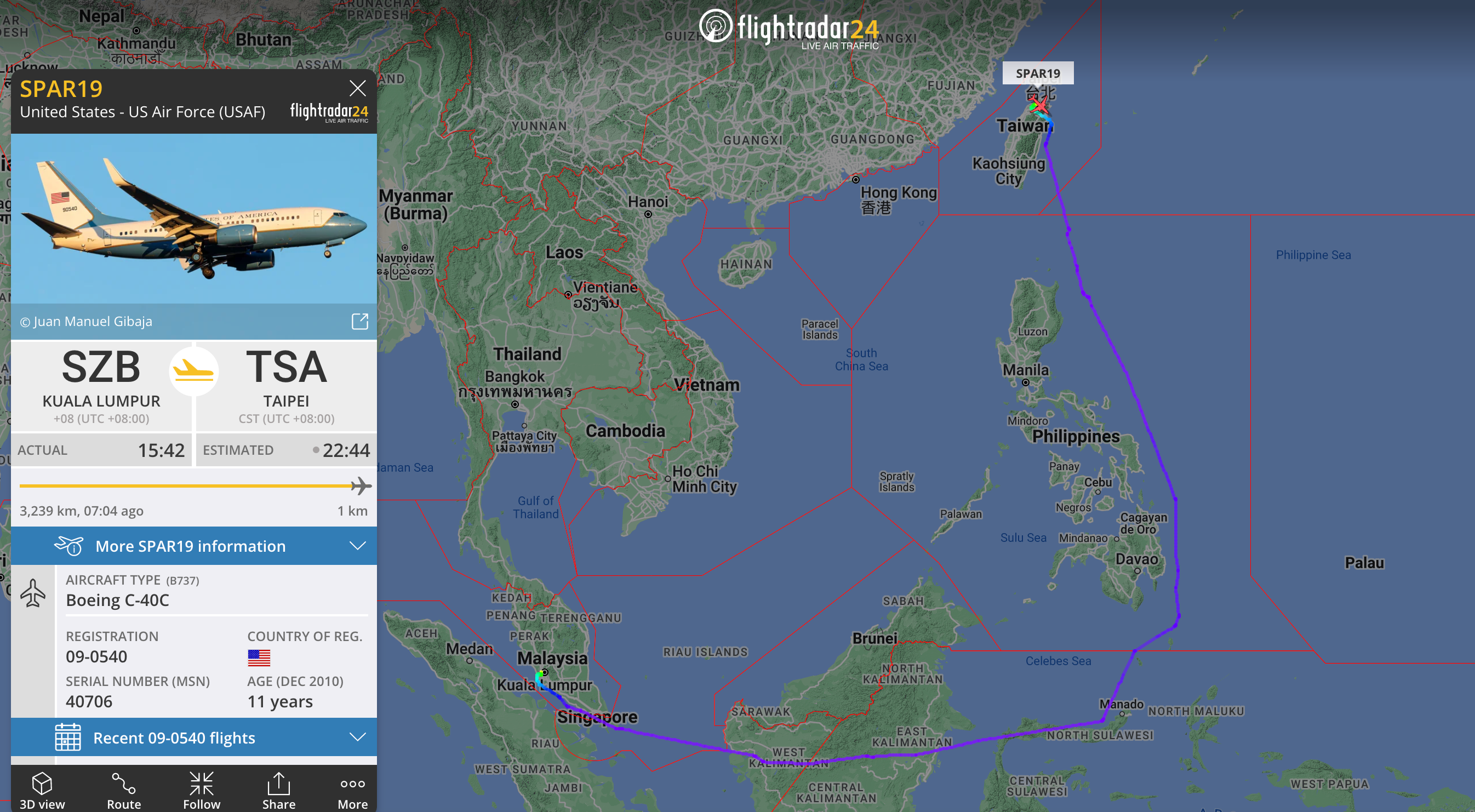 The full flight path of SPAR19