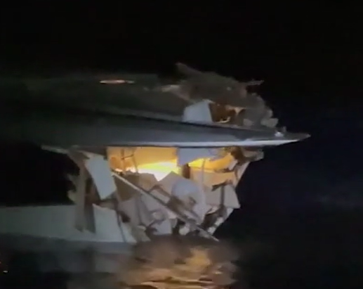 The yacht was damaged after crashing into rocks off Sardinia