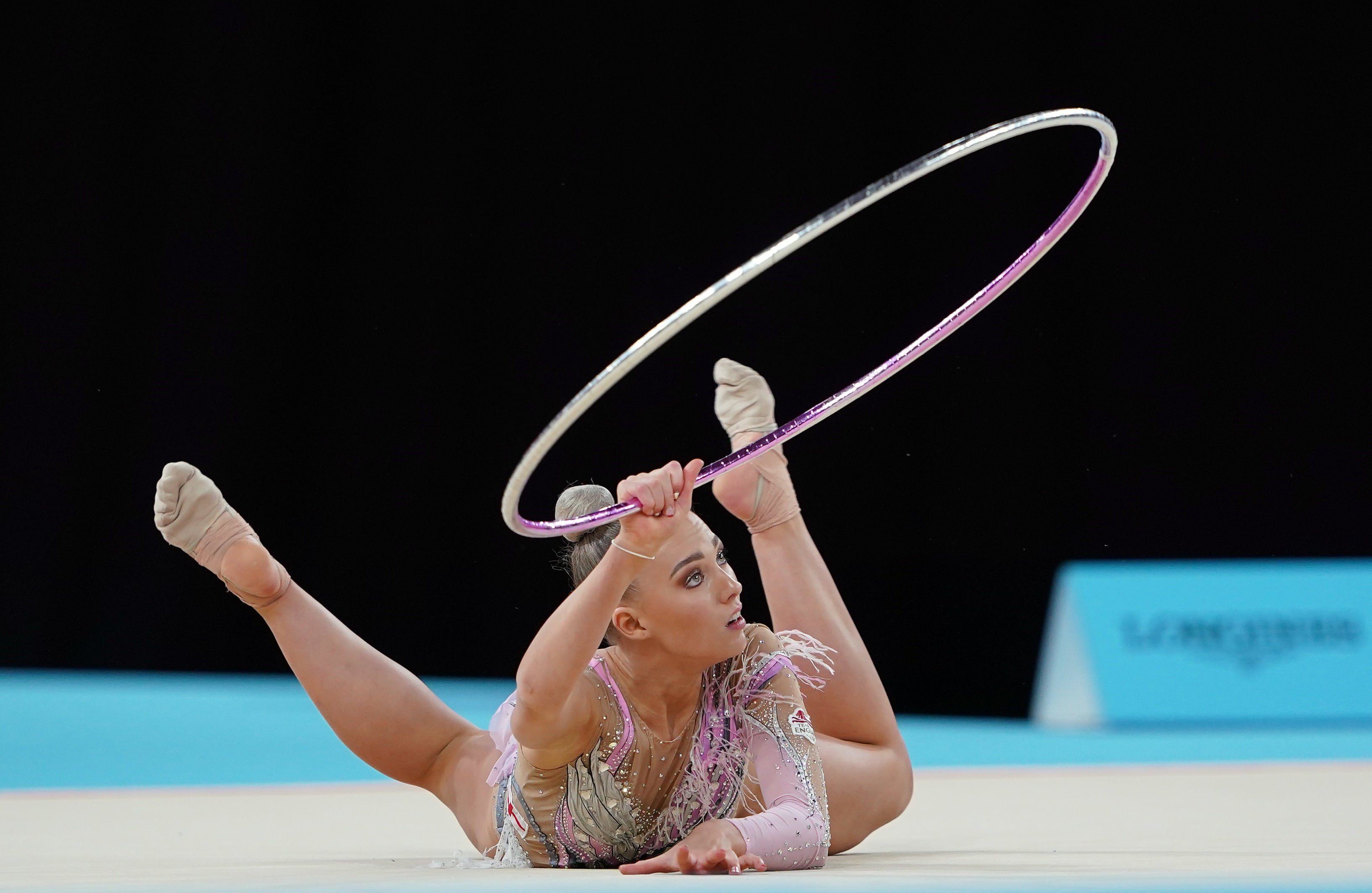 England’s Saffron Severn competes in rhythmic gymnastics qualifiers (Zac Goodwin/PA)