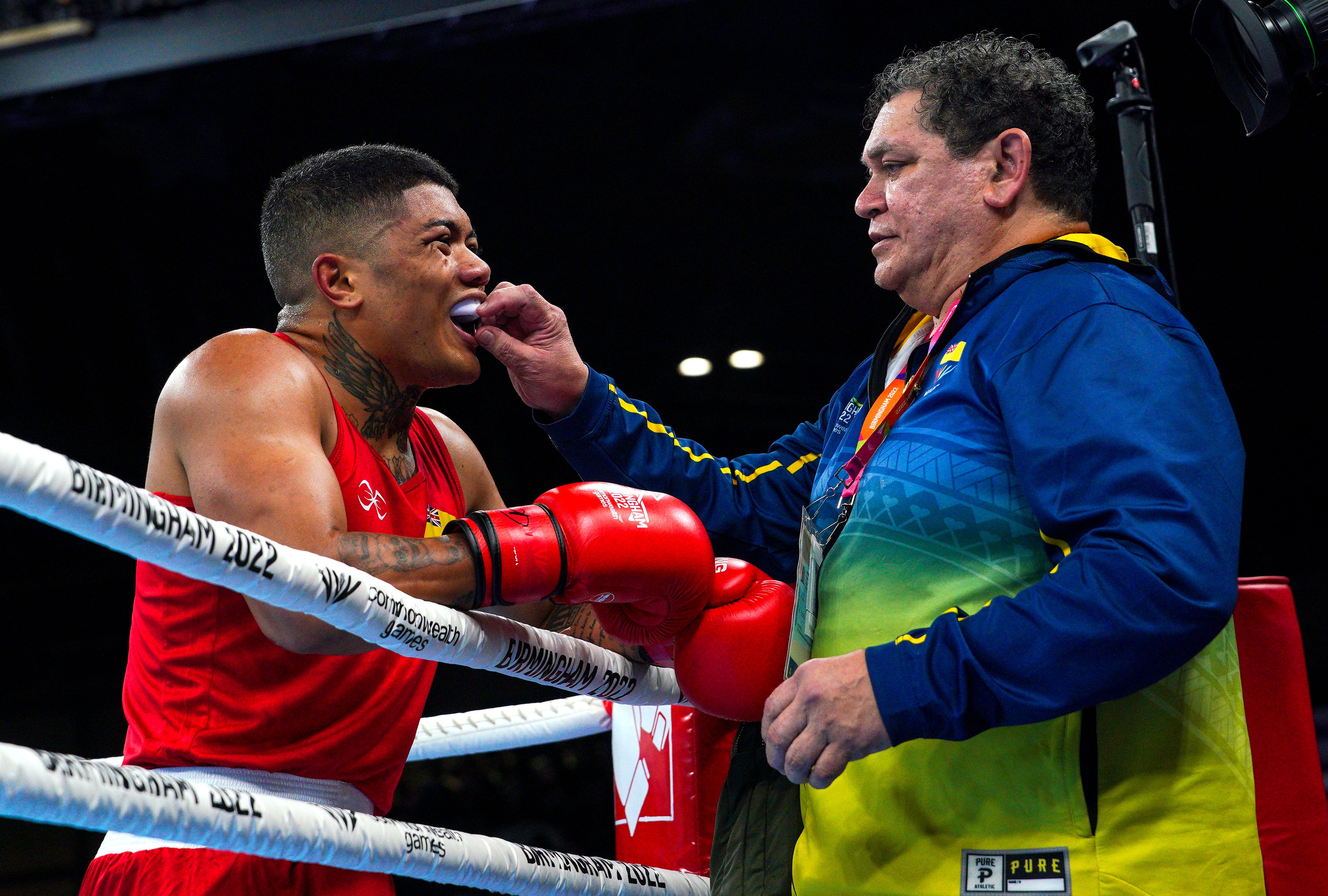 Niue’s Duken Tutakitoa-Williams after a quarter-final victory that guarantees him a bronze medal in Birmingham (Peter Byrne/PA)