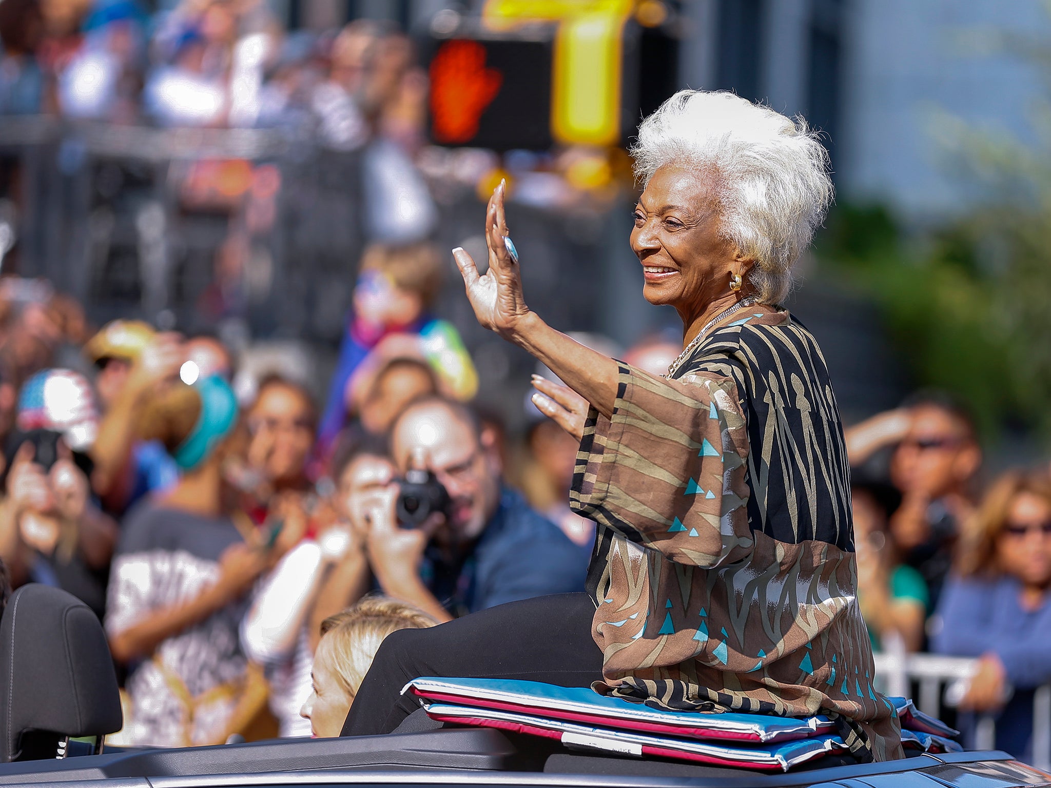 Nichols leads the Dragon Con Parade in Atlanta, Georgia, in 2015