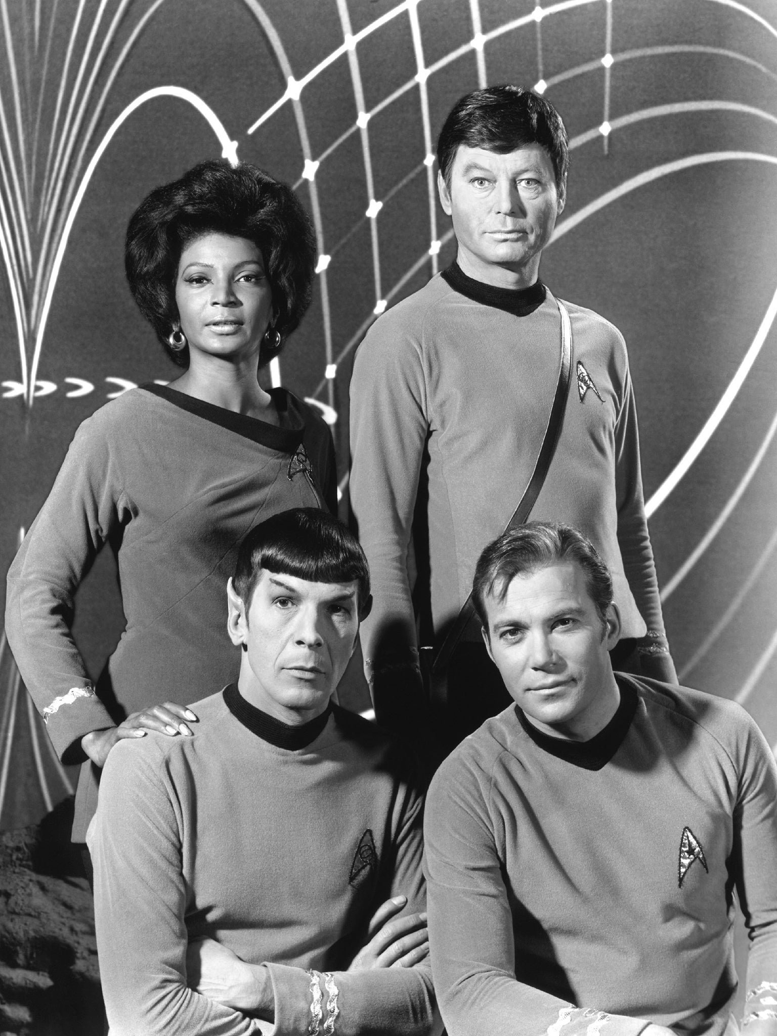 Clockwise from top left: Nichelle Nichols, DeForest Kelley, William Shatner and Leonard Nimoy