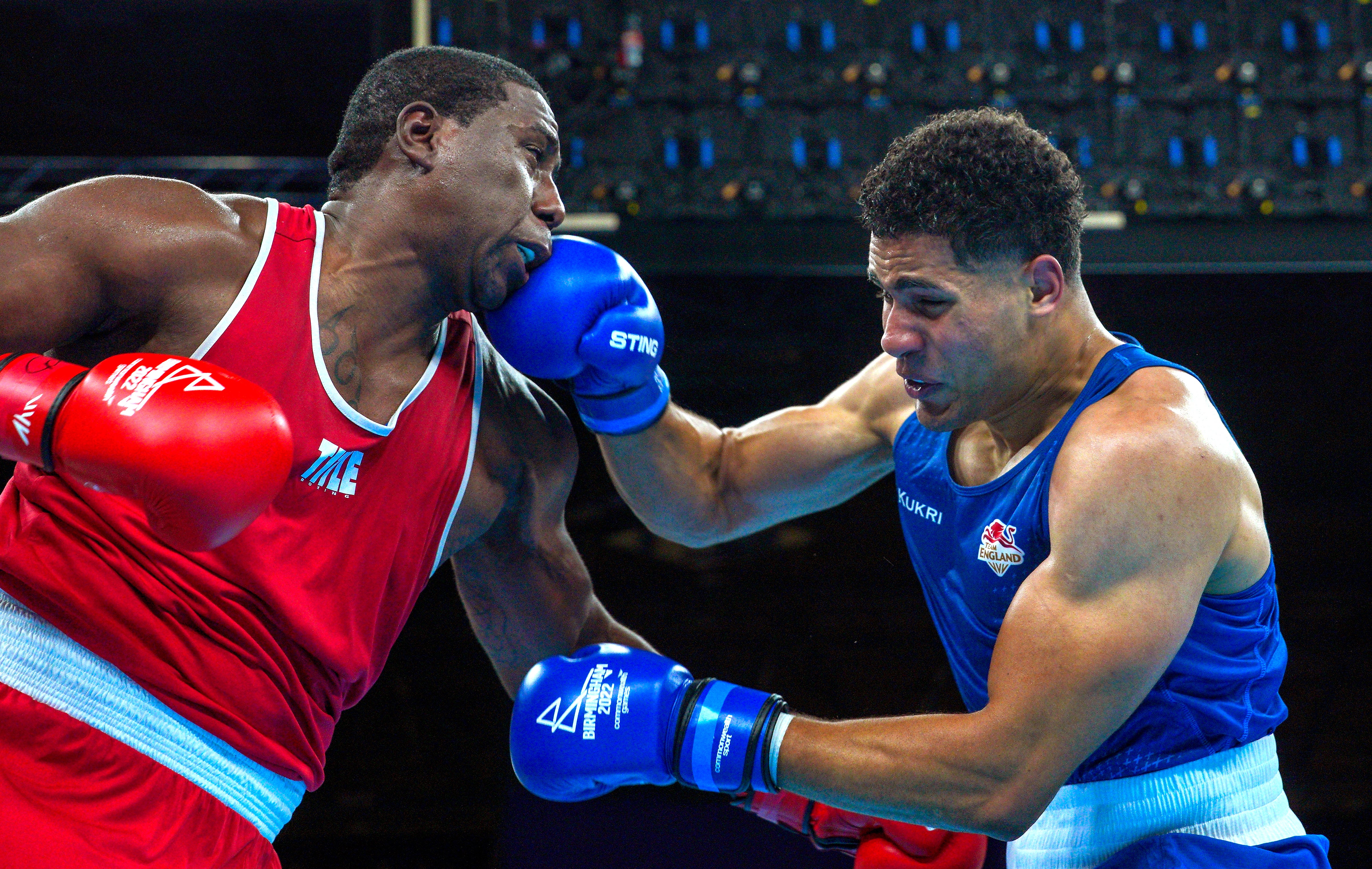 Delicious Orie (right) in action during his super-heavyweight quarter-final victory over and Trinidad and Tobago’s Nigel Paul (left) at the 2022 Commonwealth Games (Peter Byrne/PA)