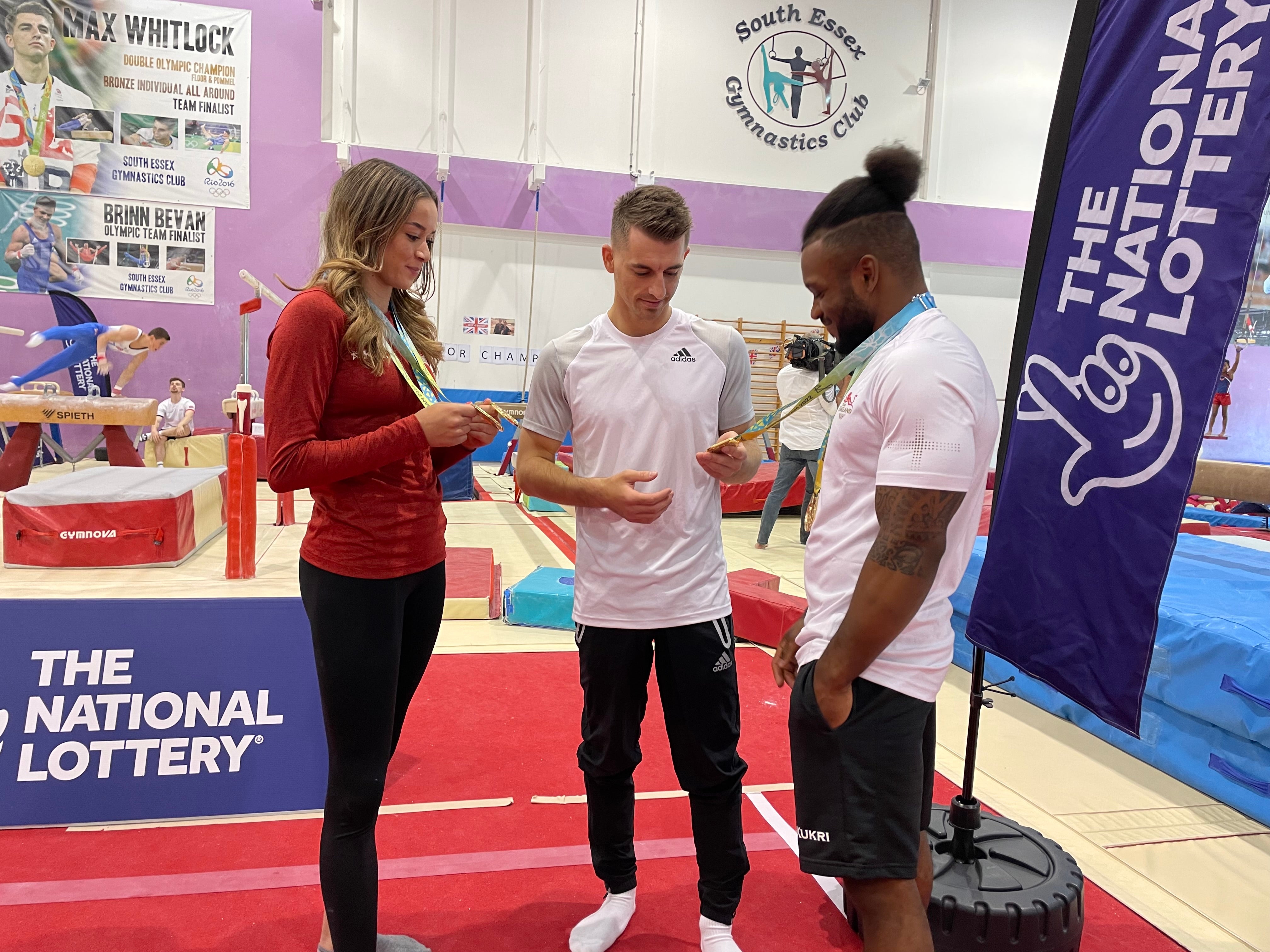 Max Whitlock was joined by England gymnasts Courtney Tulloch and Georgia-Mae Fenton as he surprised a room full of young children at his first club, South Essex Gymnastics Club. (PA)