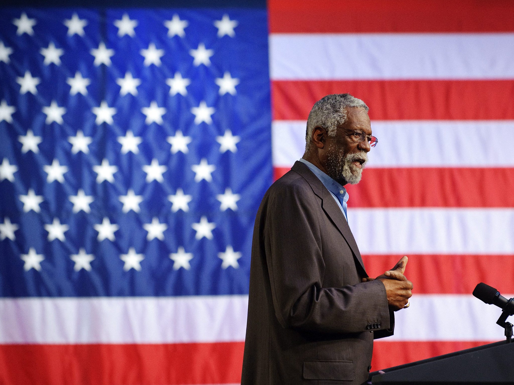 Russell speaks during a Democratic Party fundraiser attended by President Obama at the Boston Centre for the Arts, March 2011