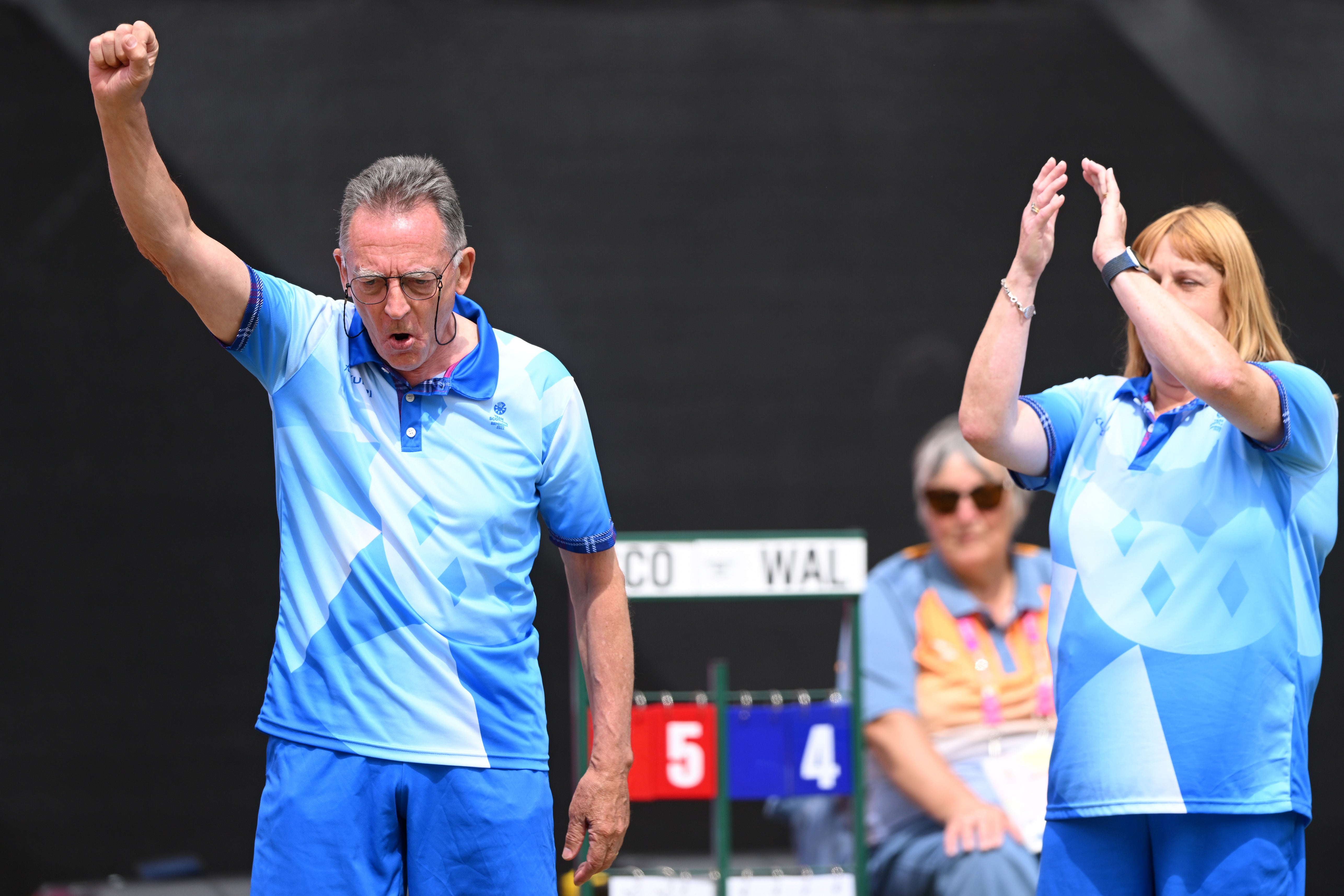 George Miller of Team Scotland reacts during Para Mixed Pairs B2/B3 - Gold Medal Match