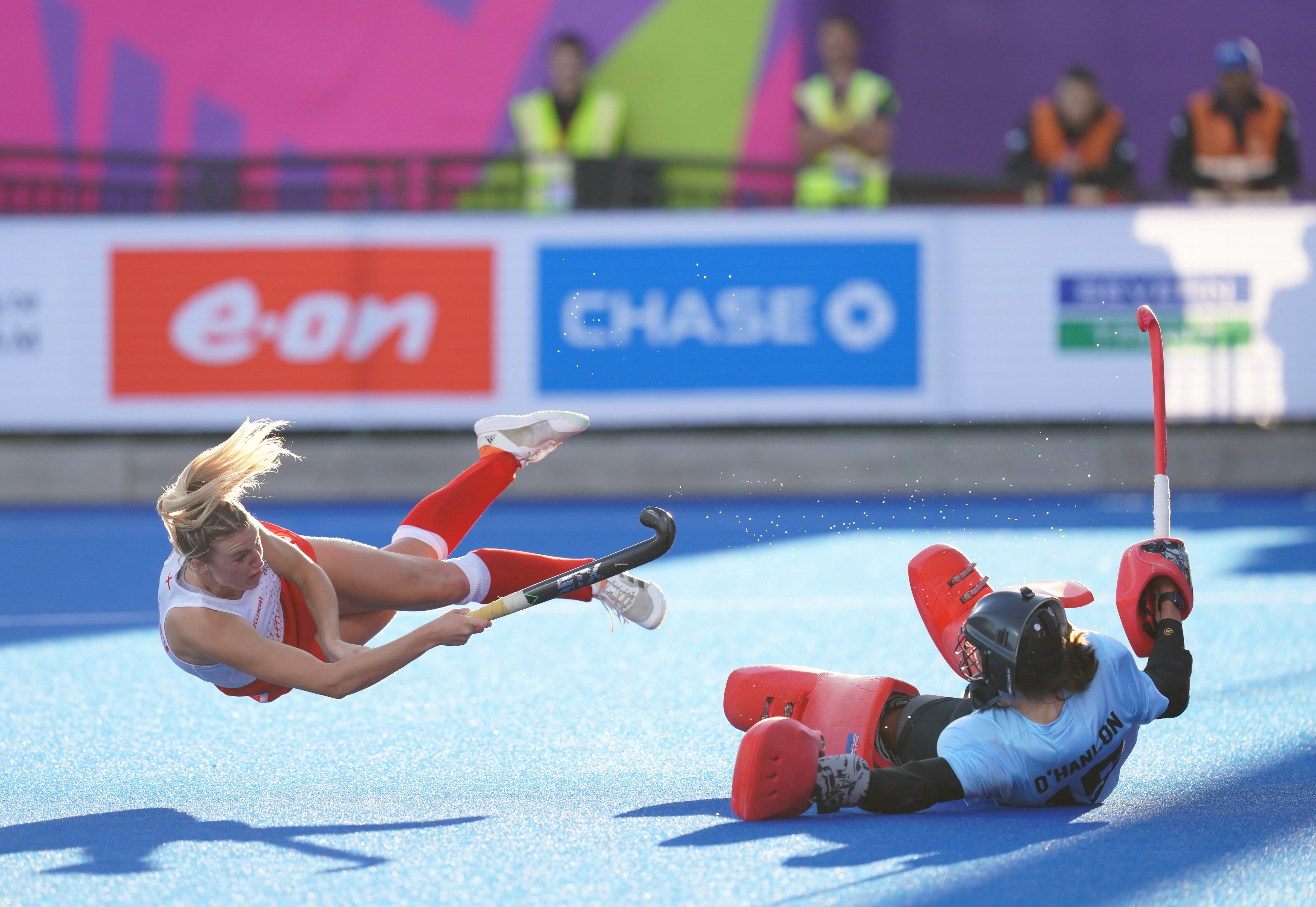 England’s Lily Owsley (left) misses her penalty in the penalty shoot-out against New Zealand (David Davies/PA)