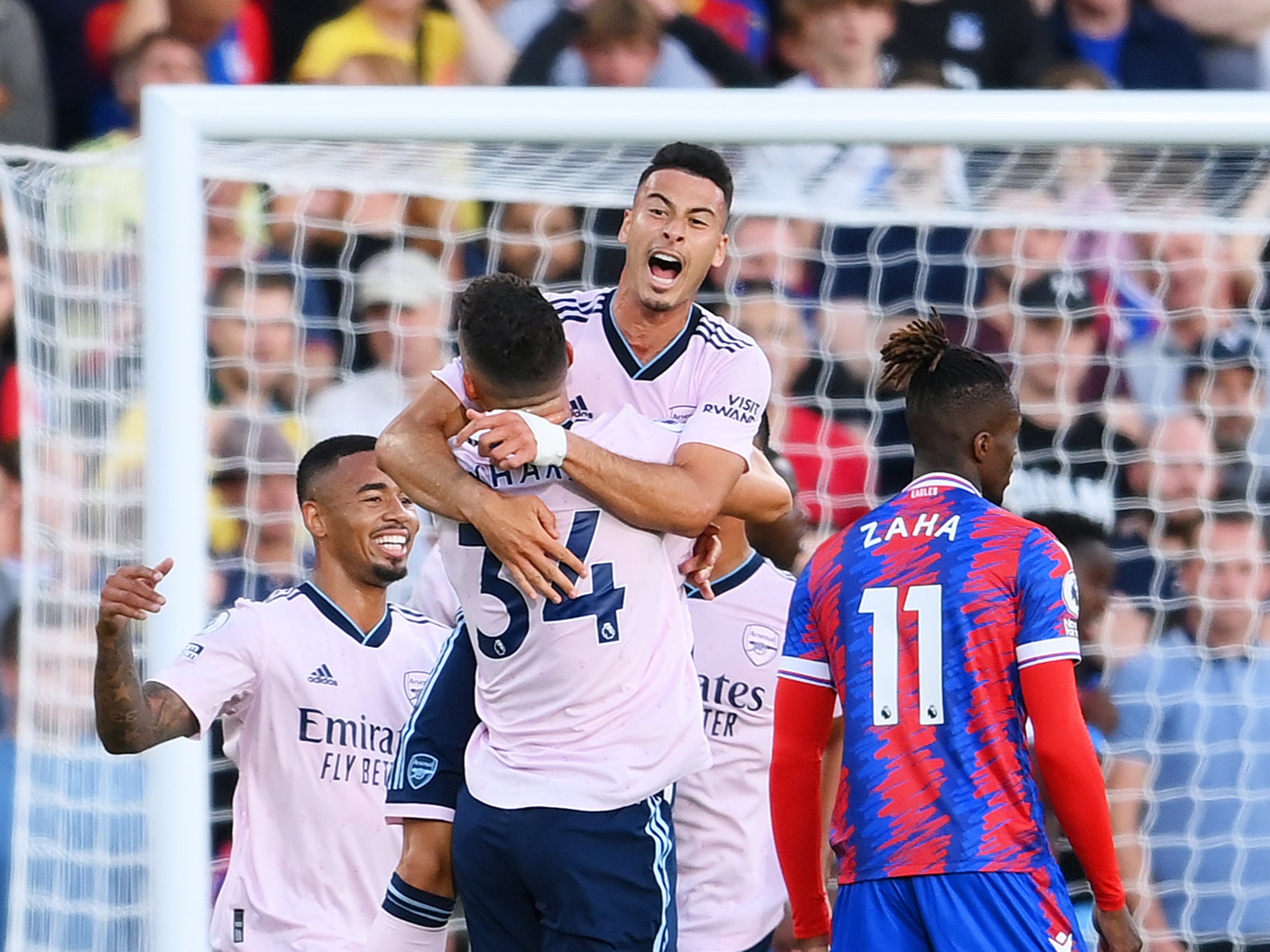 Gabriel Martinelli celebrates the opener for Arsenal