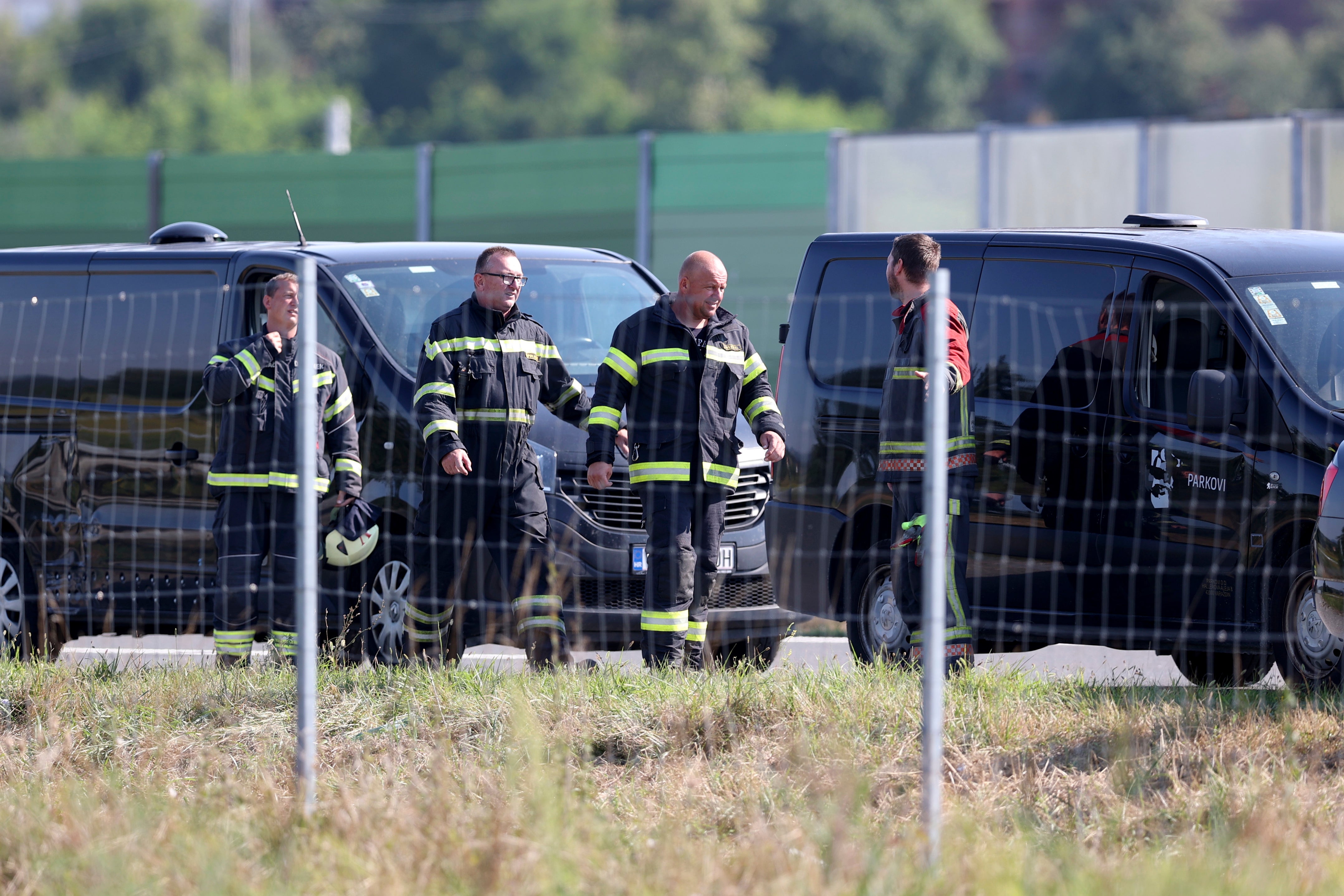 Rescuers at the crash scene in Podvorec, near Zagreb