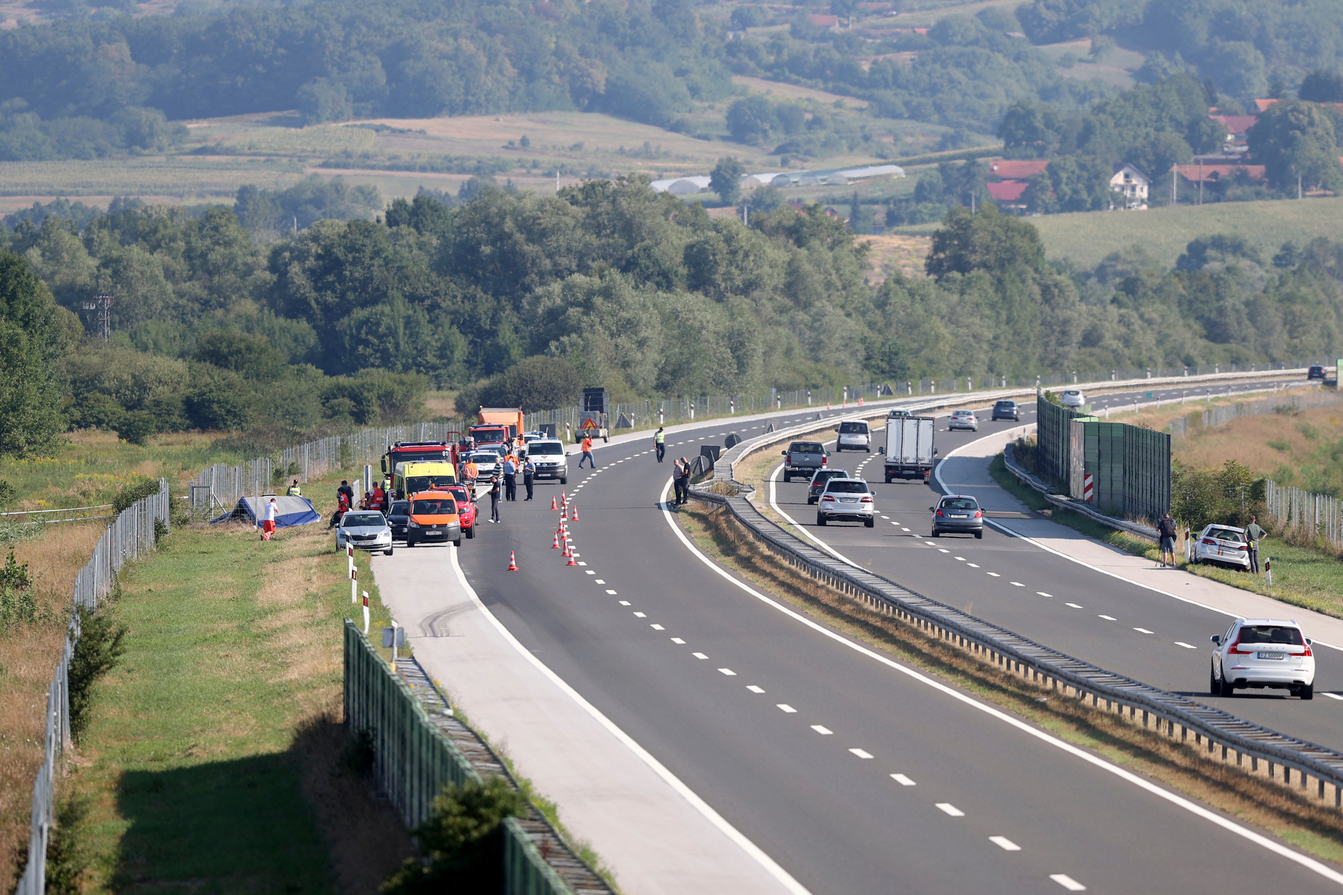 The bus careered off the road on its way to a catholic shrine