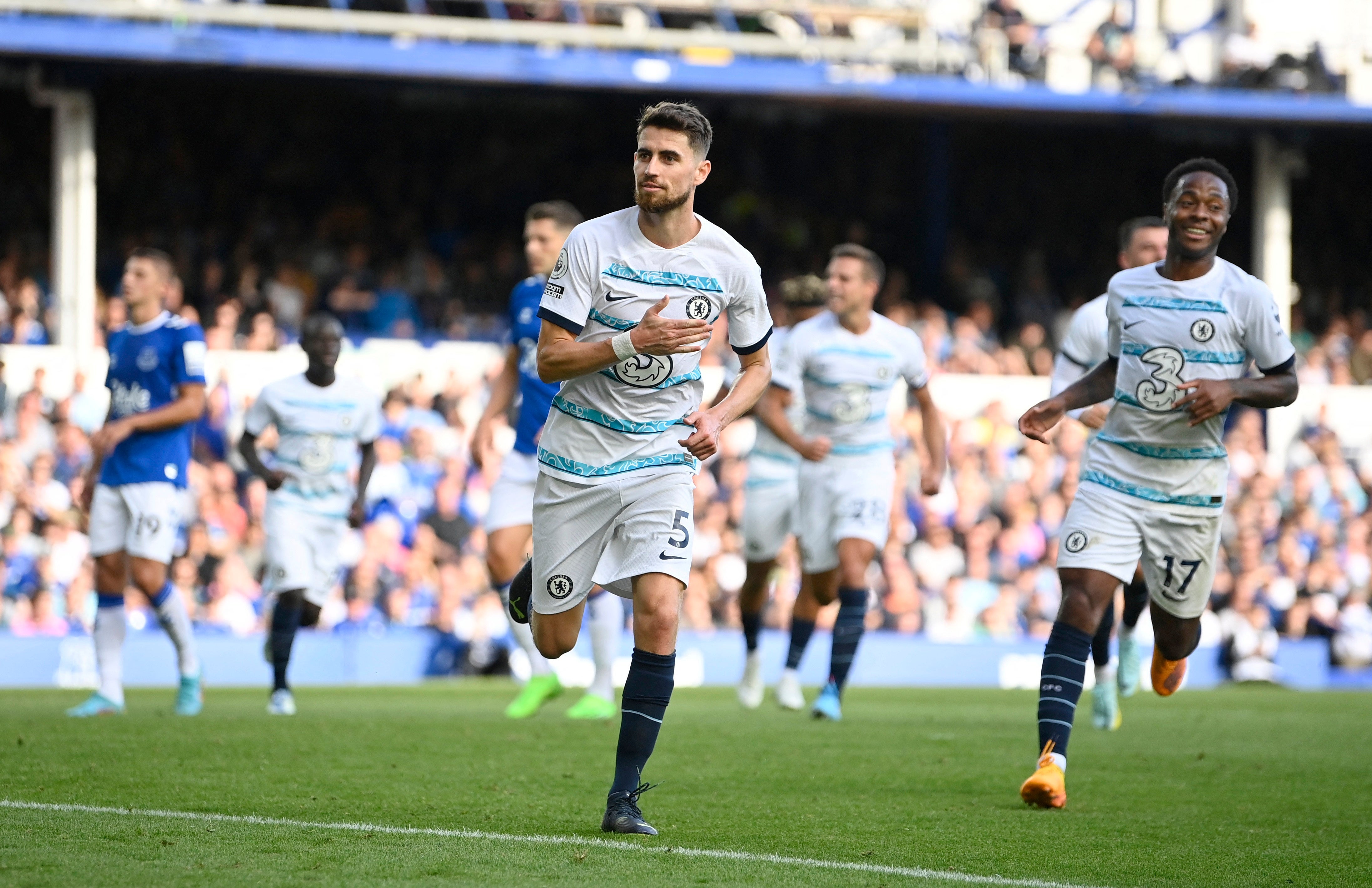 Jorginho scored Chelsea’s winner against Everton