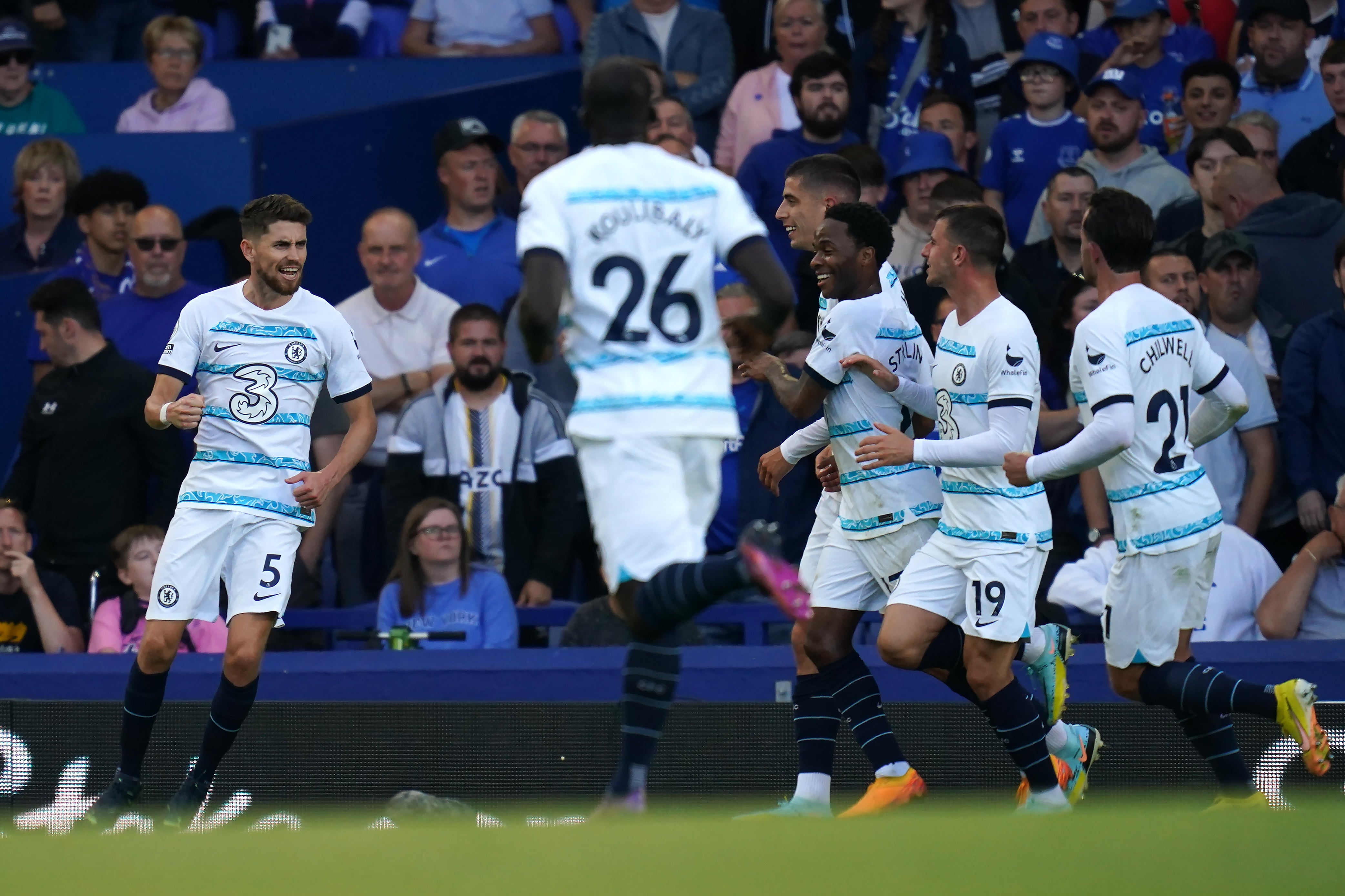 Jorginho (left) celebrates his goal (Nick Potts/PA)