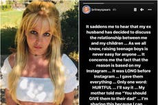 Britney Spears hits back at ex-husband Kevin Federline over ‘hurtful’ claims about their sons