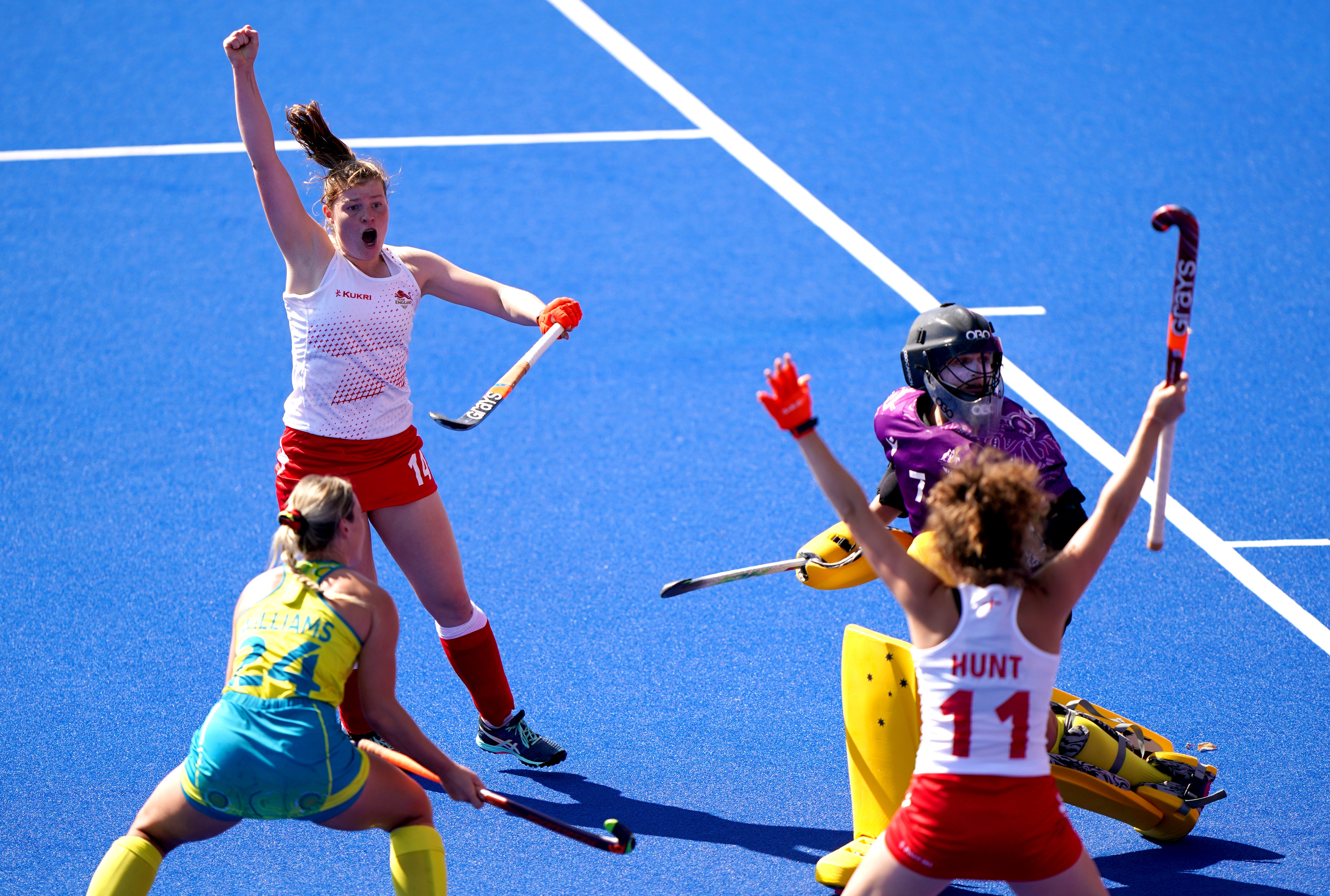 England’s Tess Howard celebrates scoring (Joe Giddens/PA)