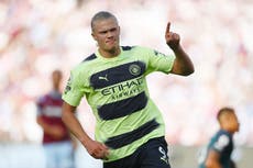 Erling Haaland’s opening brace steers Manchester City to dominant win at West Ham
