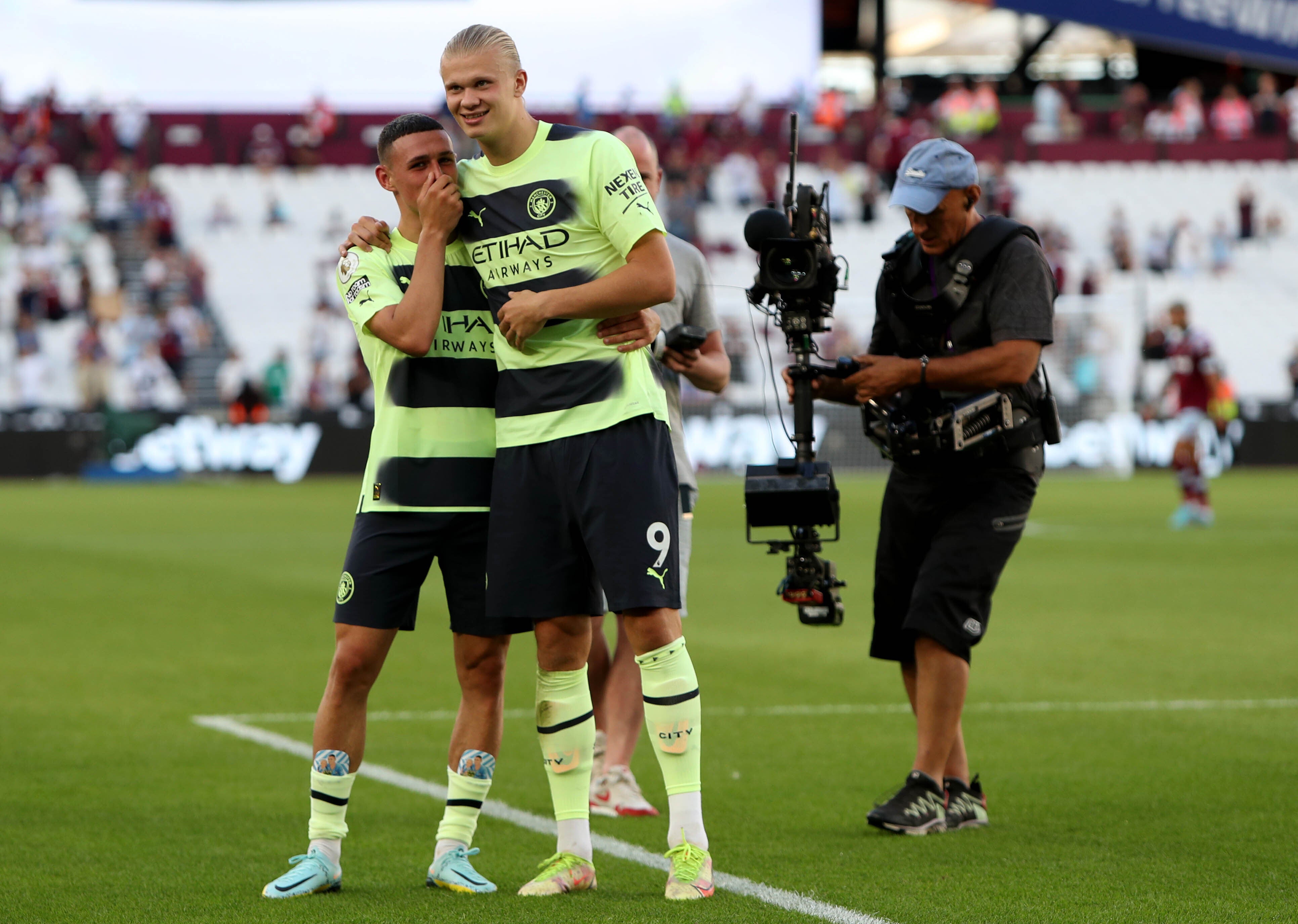 Erling Haaland scored twice as Manchester City kicked off their title defence with a win (Kieran Cleeves/PA)