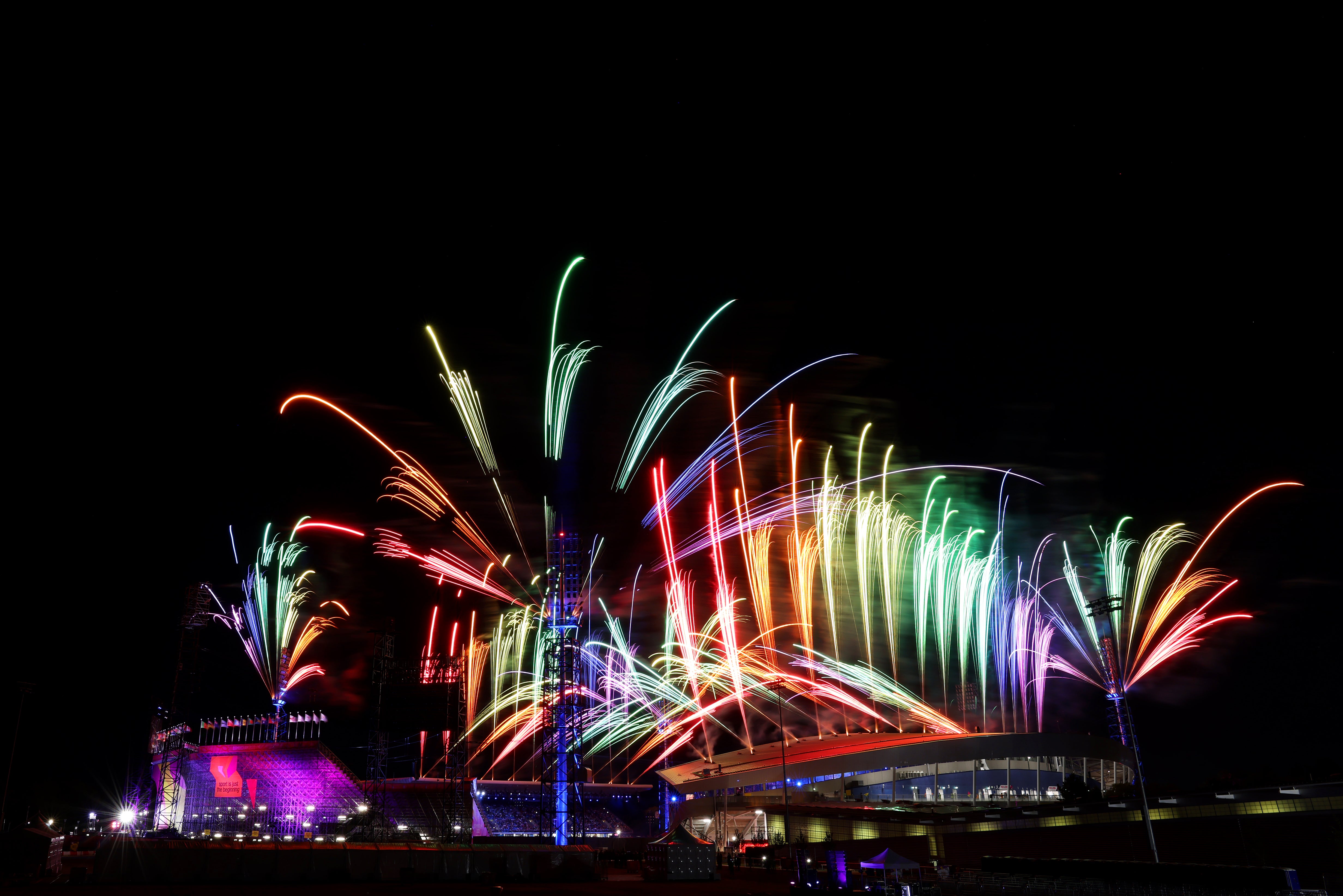 Fireworks during the closing ceremony on Monday