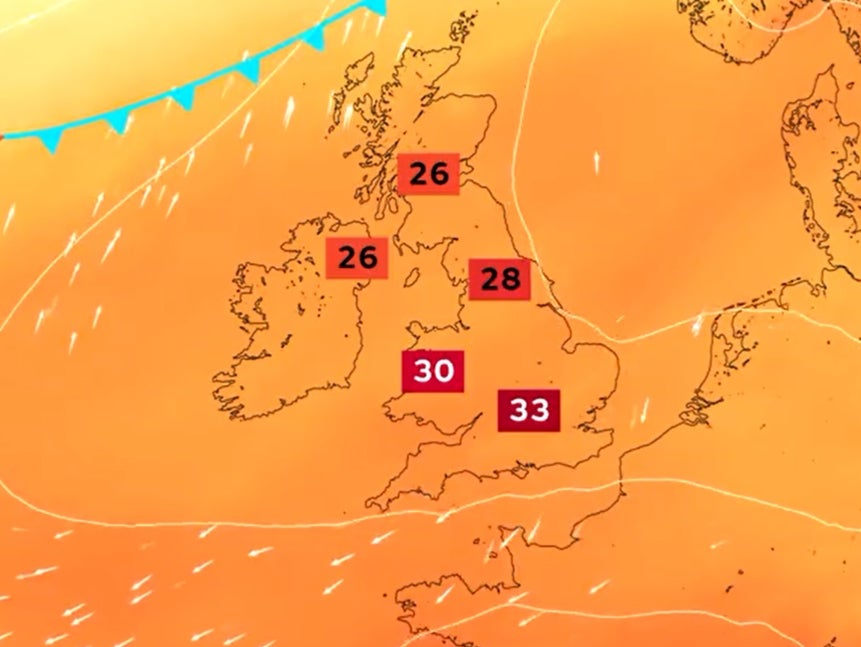 The Met Office forecast for Thursday.