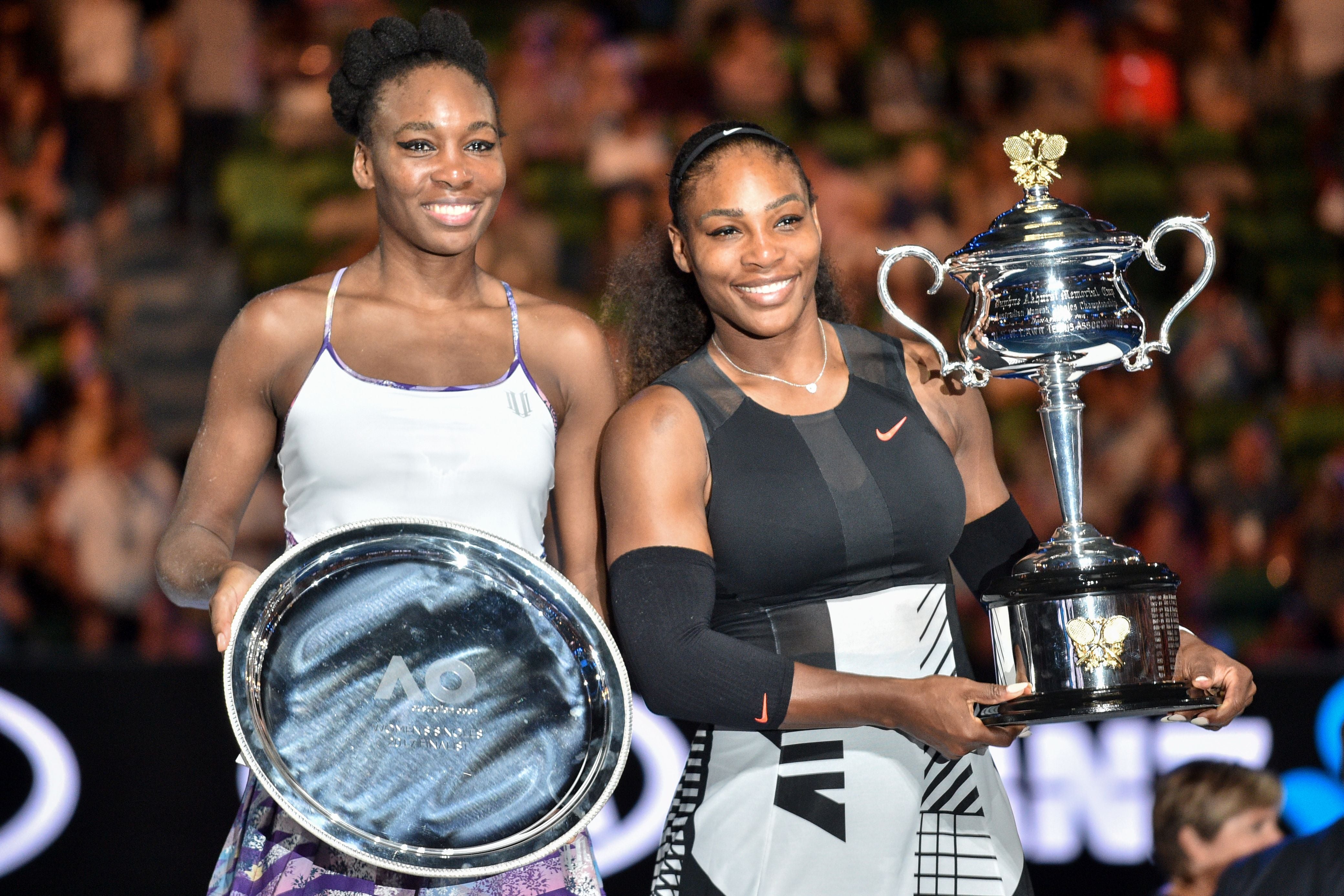 Williams celebrating winning the 2017 Australian Open