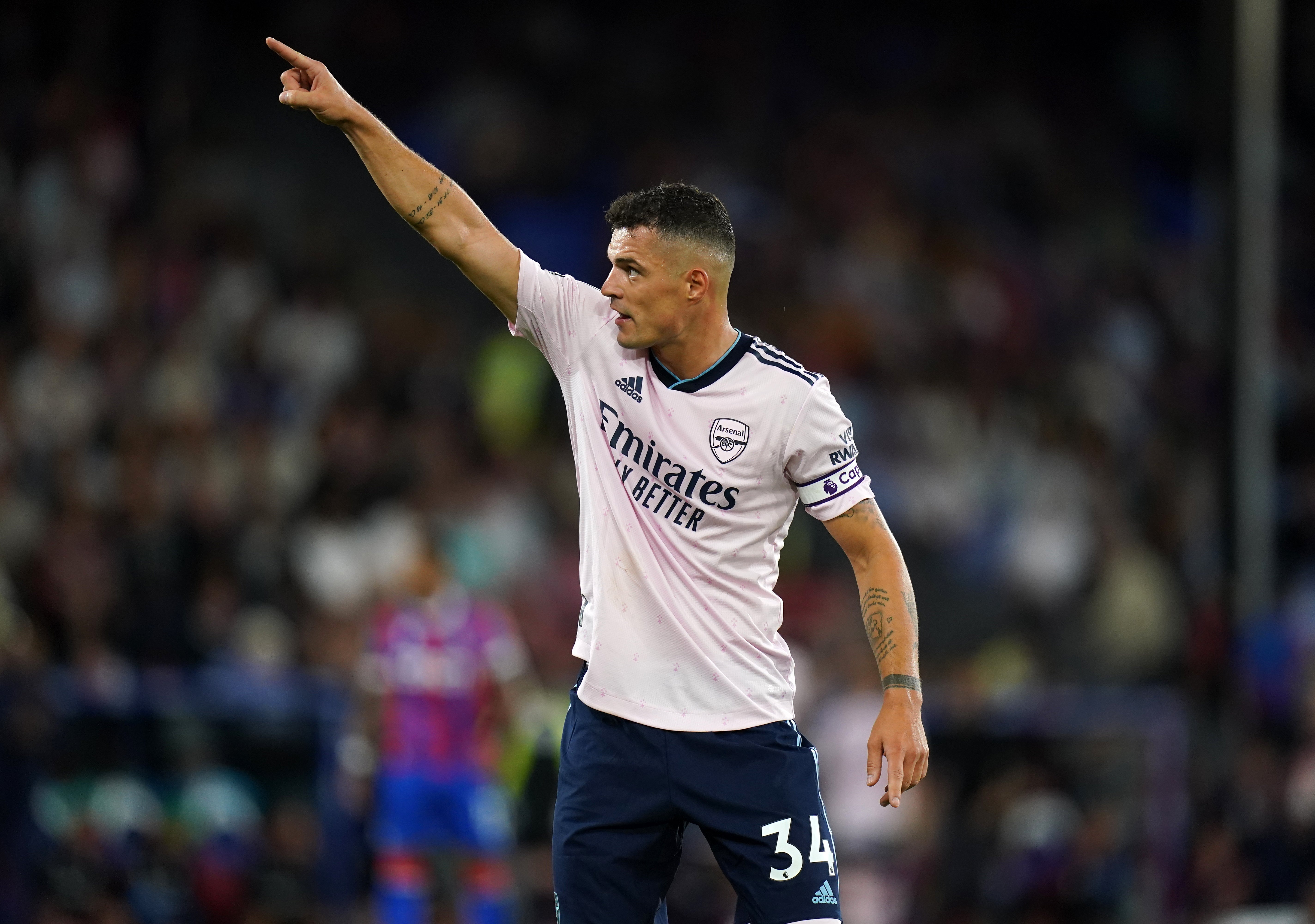 Granit Xhaka captained Arsenal towards the end of their win at Crystal Palace. (Adam Davy/PA)