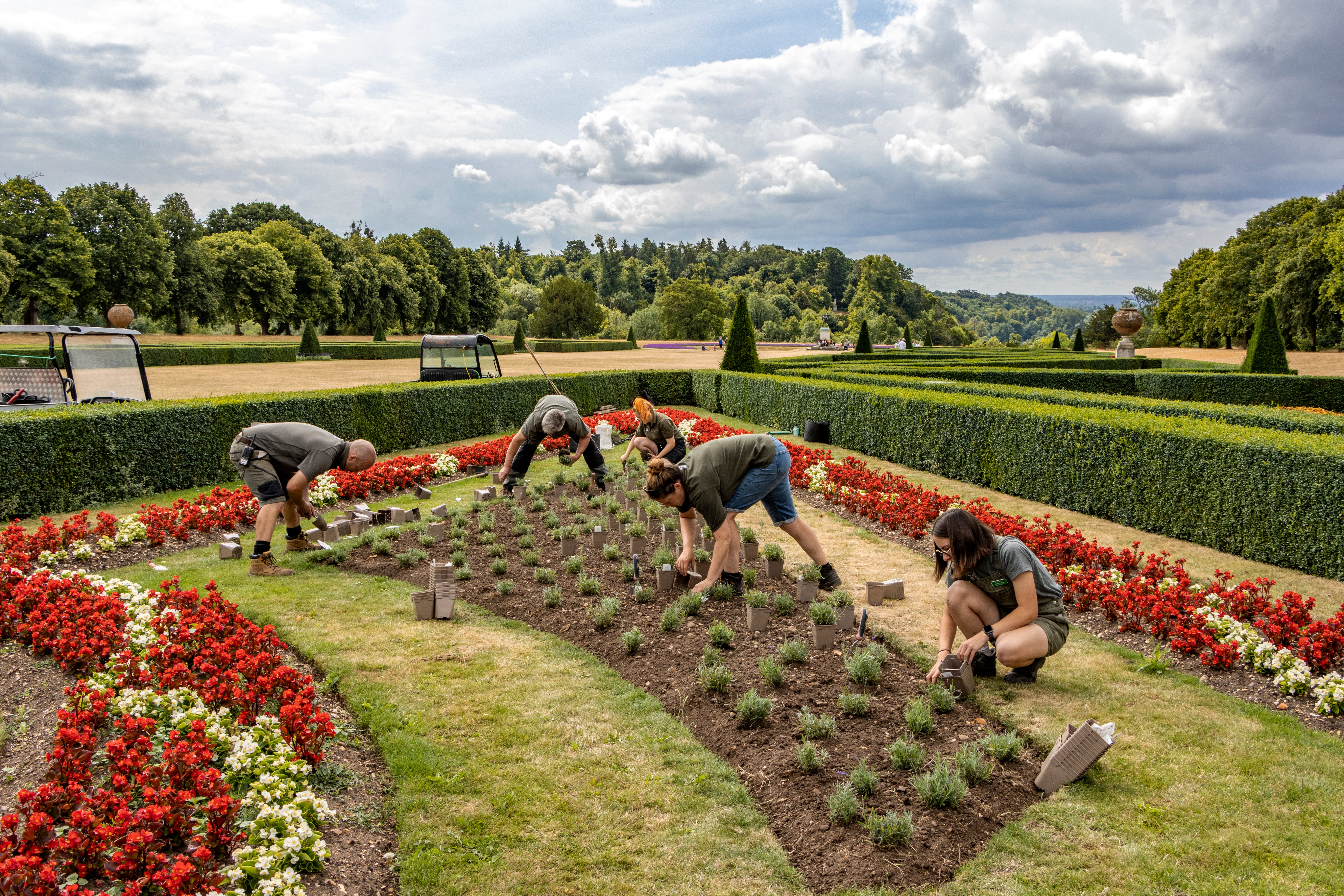 Gardeners at Cliveden in Berkshire, a National Trust site