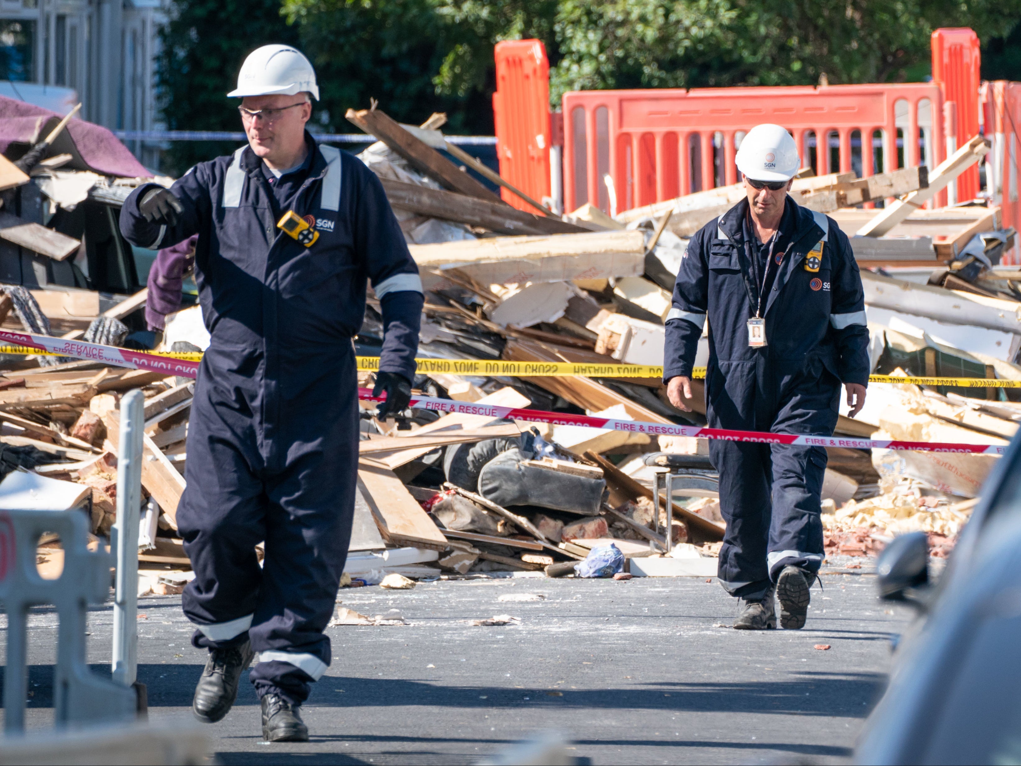 Engineers at the scene of the deadly blast