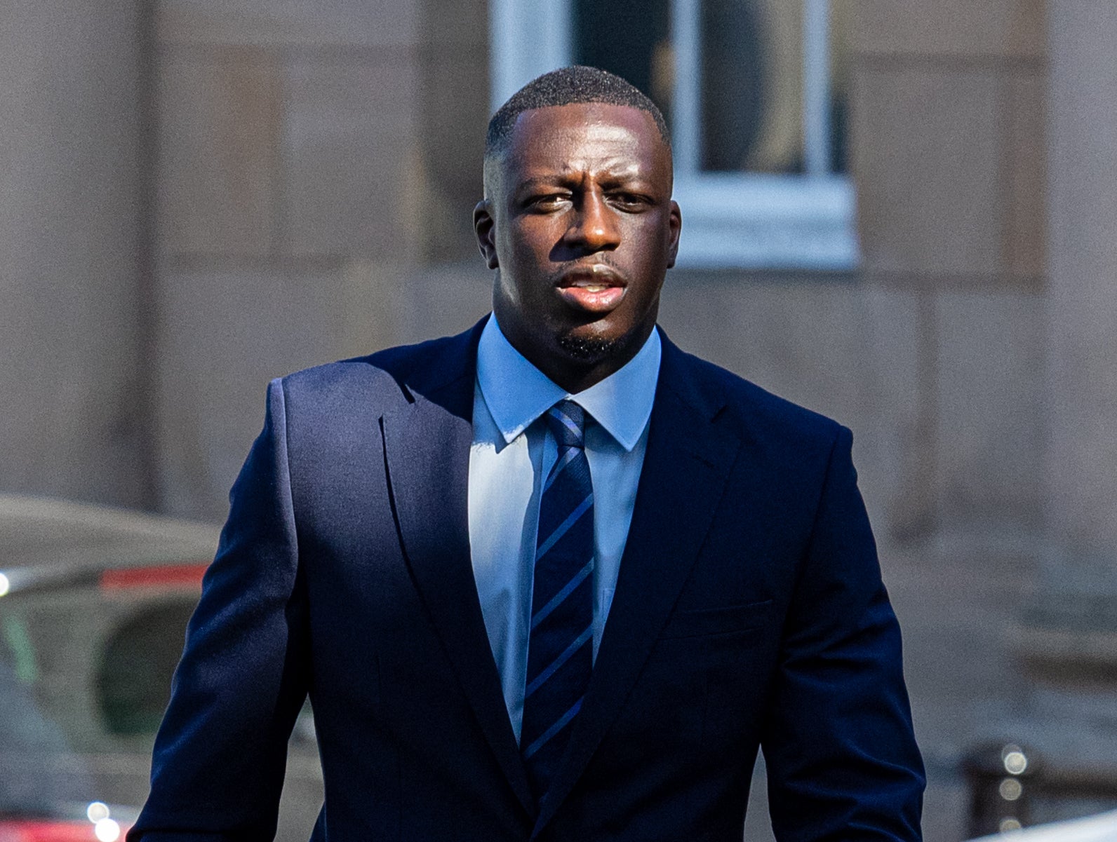 Manchester City footballer Benjamin Mendy arrives at Chester Crown Court (David Rawcliffe/PA)