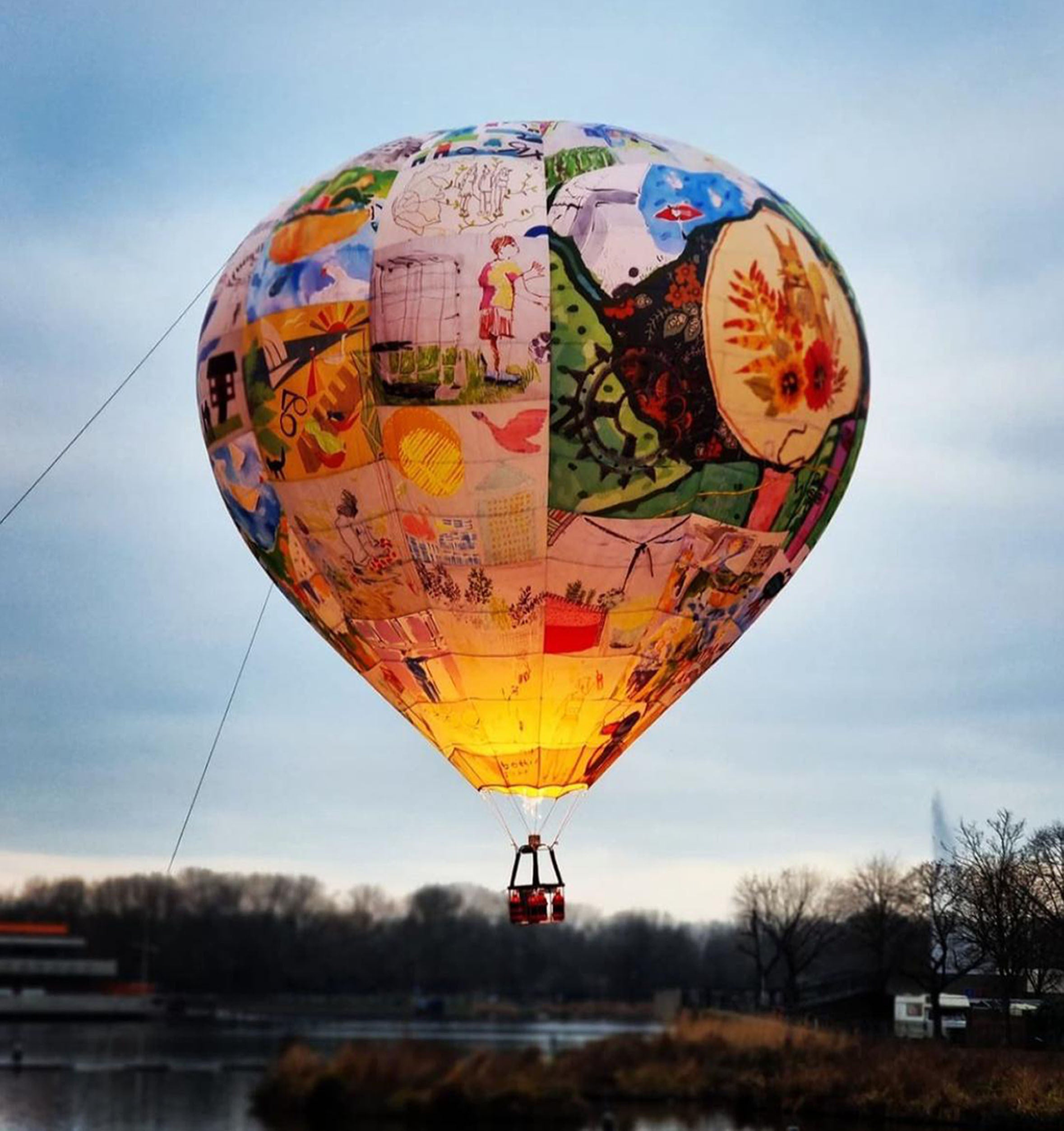 The 5m scale prototype test flight of the Fields of EveryWhen balloon (Royal School of Needlework/PA)